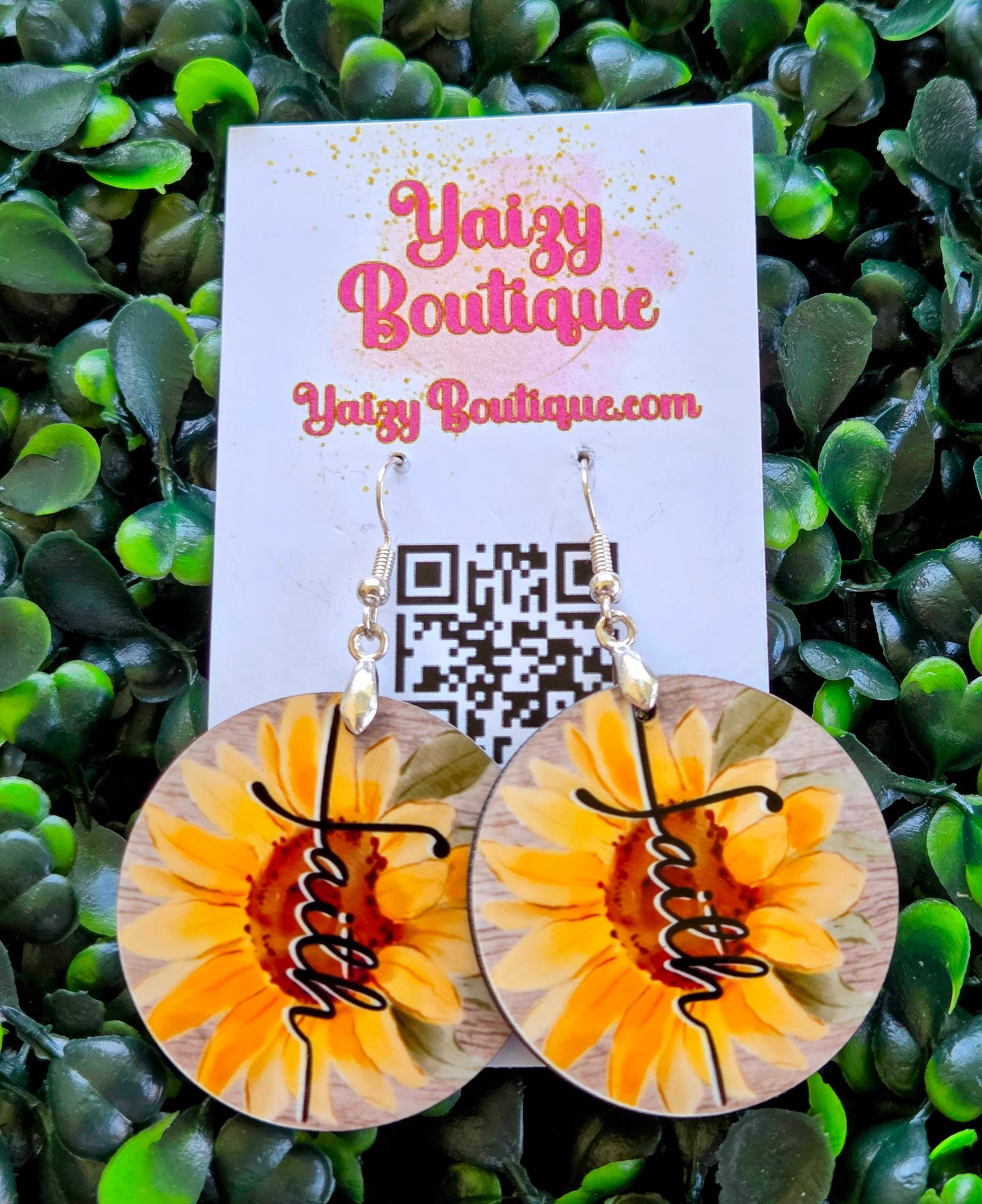 Sunflower Faith Earrings – Handmade Lightweight Wood Dangle Earrings Yaizy Boutique