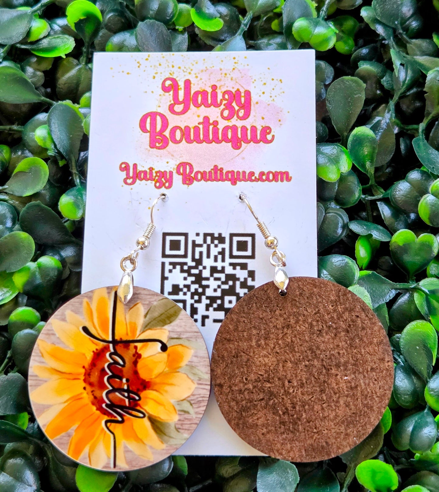 Sunflower Faith Earrings – Handmade Lightweight Wood Dangle Earrings Yaizy Boutique