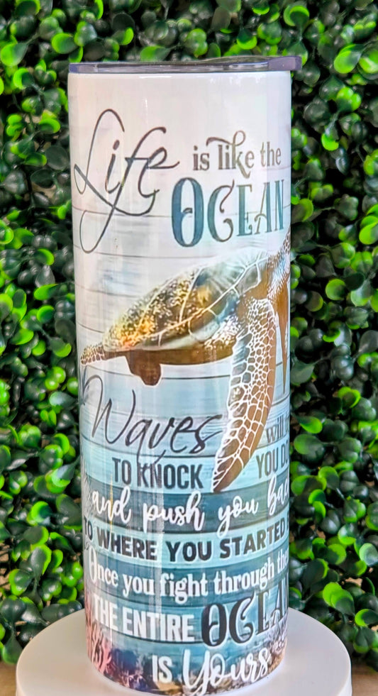 Inspirational Ocean Tumbler – Sea Turtle Quote Design | 20oz Stainless Steel Yaizy Boutique
