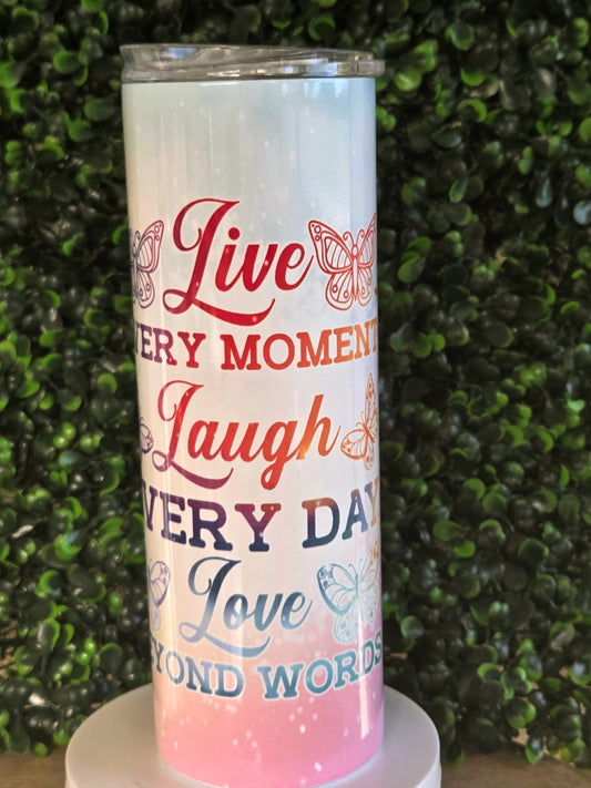 Live Laugh Love 20oz Stainless Steel Tumbler | Motivational Quote | Clearance Sale Yaizy Boutique