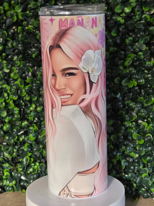 Karol G Inspired 20oz Stainless Steel Tumbler – Pink Hair Design | Clearance Yaizy Boutique