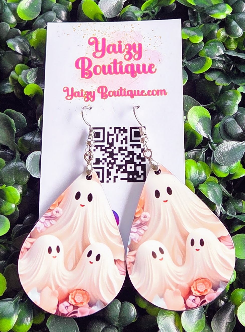 Pastel Ghost Earrings – Cute Halloween Floral Teardrop Jewelry Yaizy Boutique