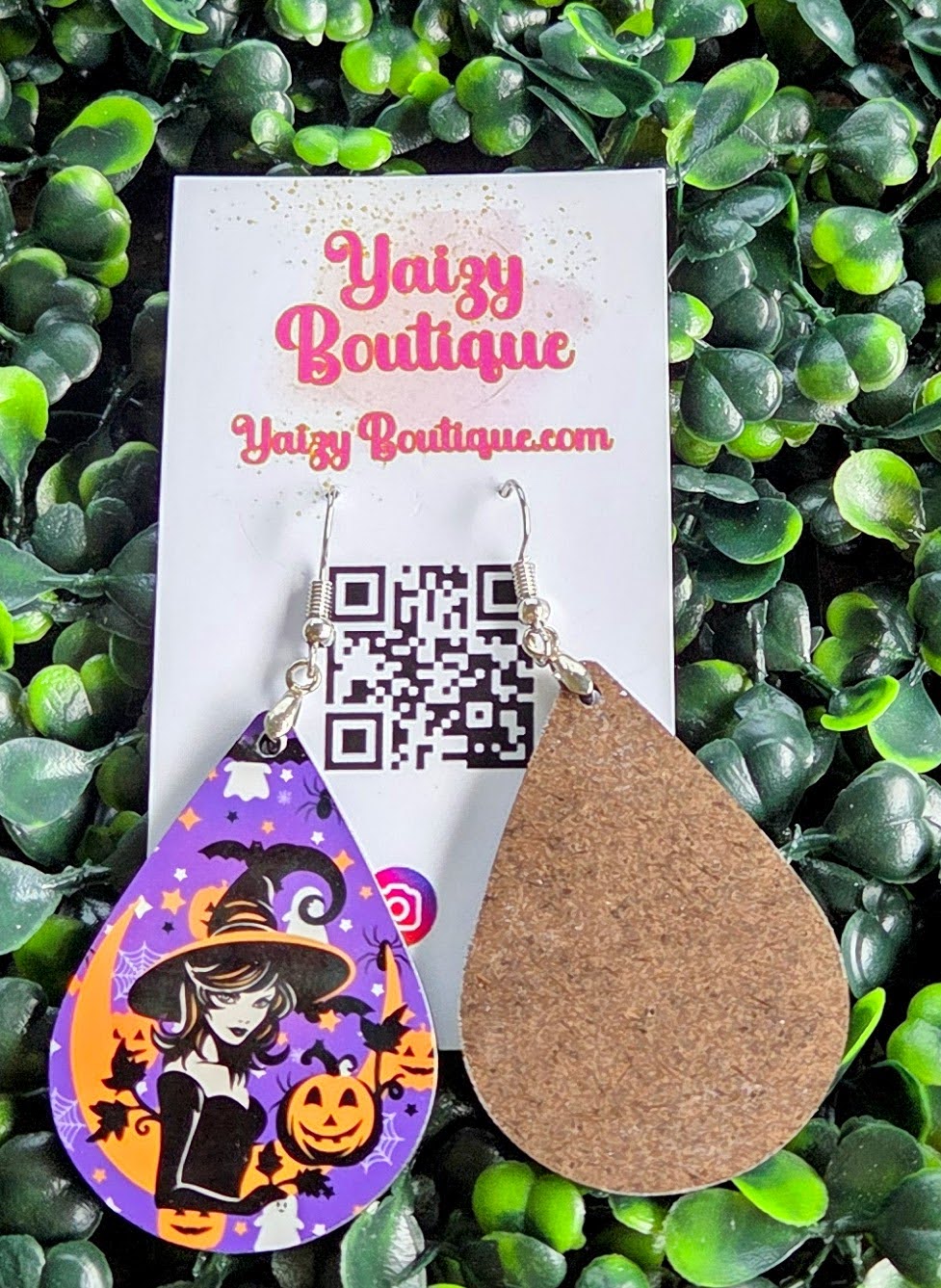 Purple Witch Halloween Earrings – Handmade Spooky Teardrop Jewelry Yaizy Boutique