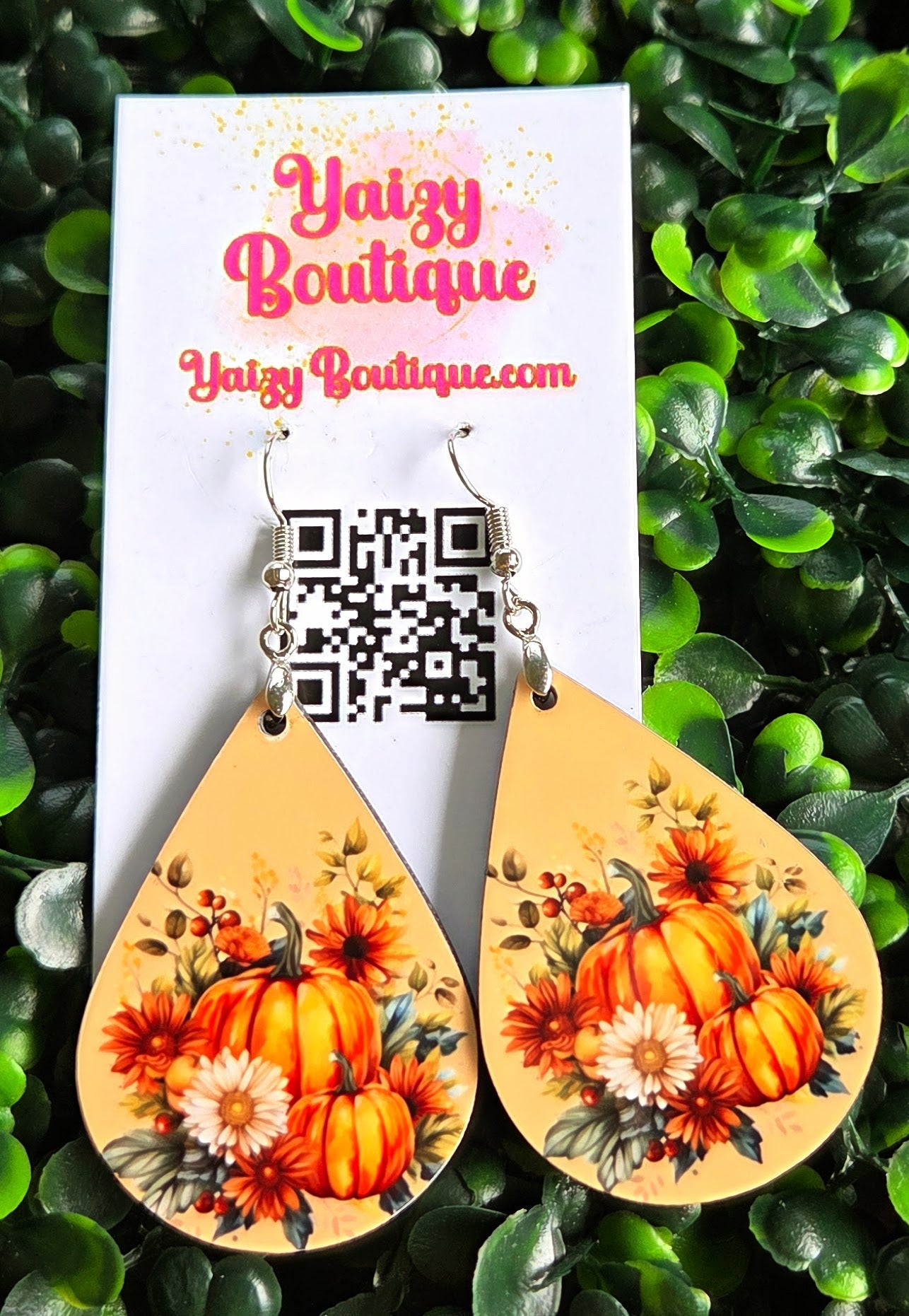 Pumpkin Floral Fall Earrings – Handmade Autumn Teardrop Jewelry Yaizy Boutique