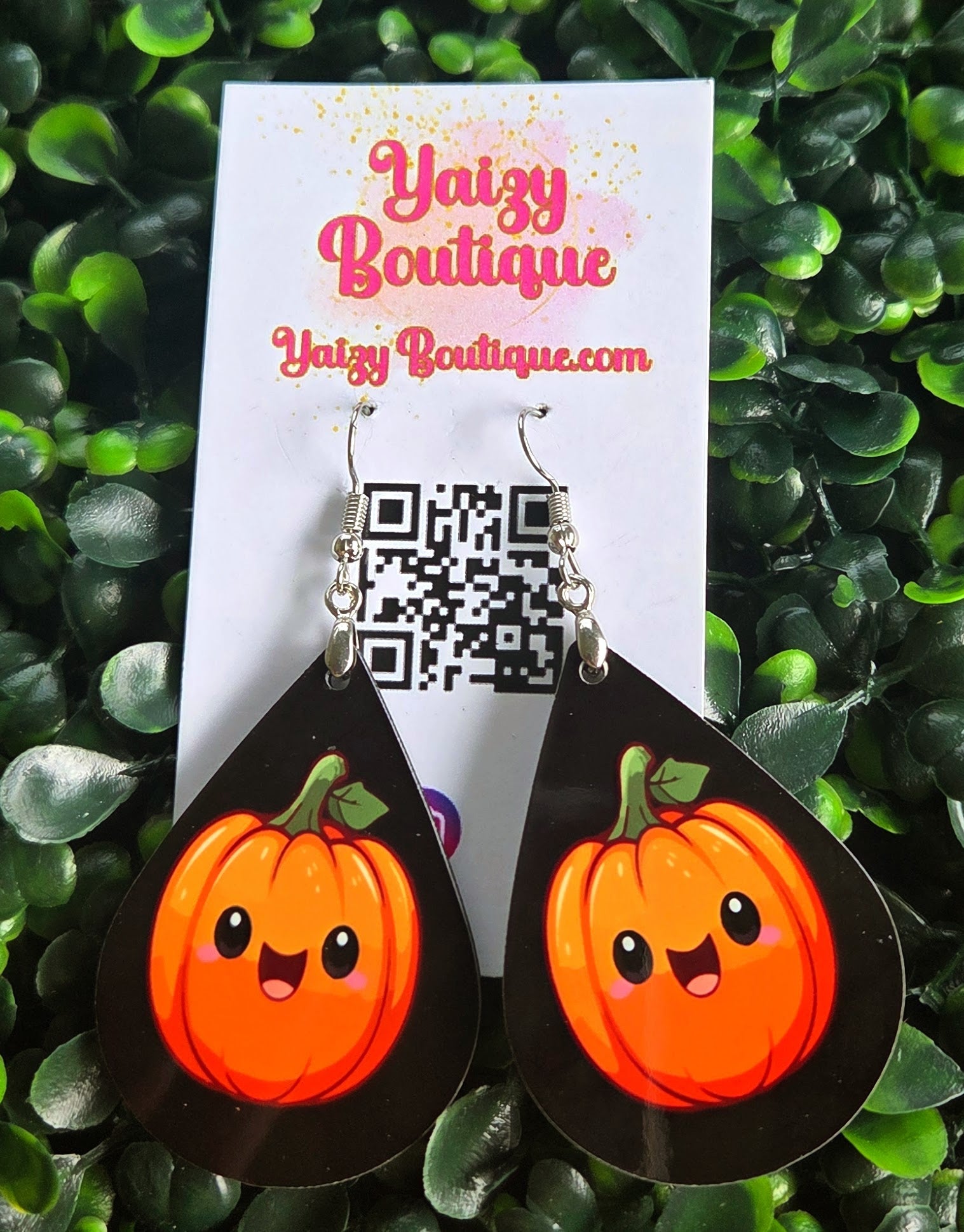 Kawaii Pumpkin Face Earrings – Handmade Halloween Teardrop Jewelry Yaizy Boutique