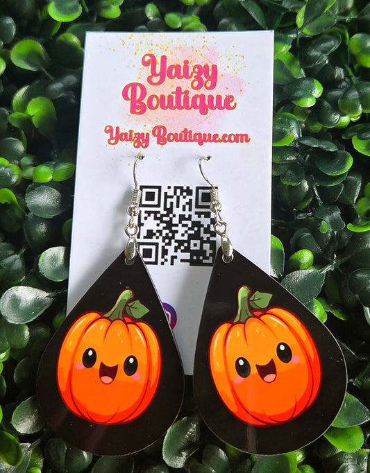 Kawaii Pumpkin Face Earrings – Handmade Halloween Teardrop Jewelry Yaizy Boutique