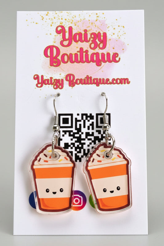 Cute Fall Coffee Earrings – 1 Inch Acrylic Autumn Earrings Yaizy Boutique