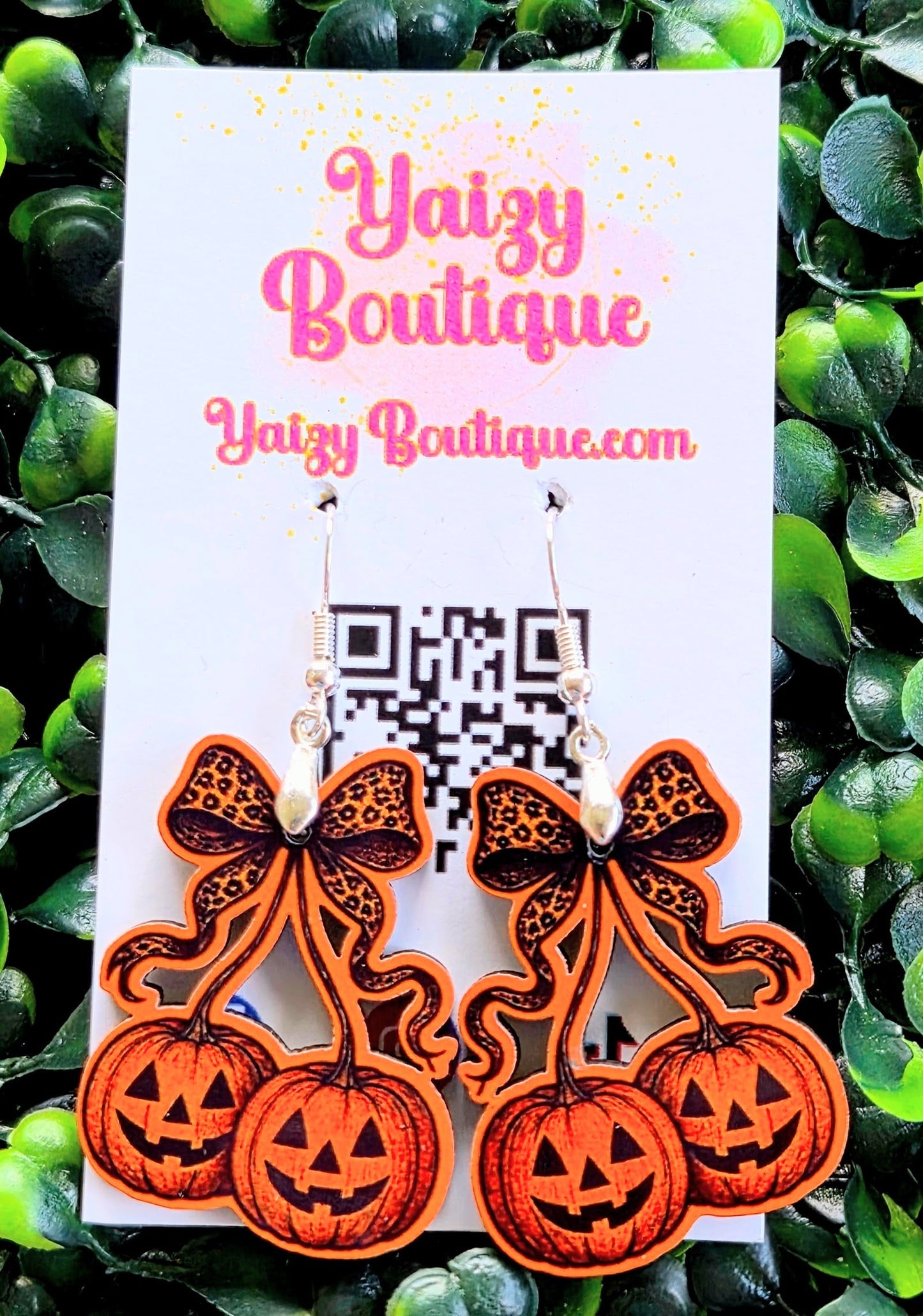 Jack-o’-Lantern Bow Earrings | Handmade Halloween Pumpkin Jewelry | Spooky Fall Accessories Yaizy Boutique