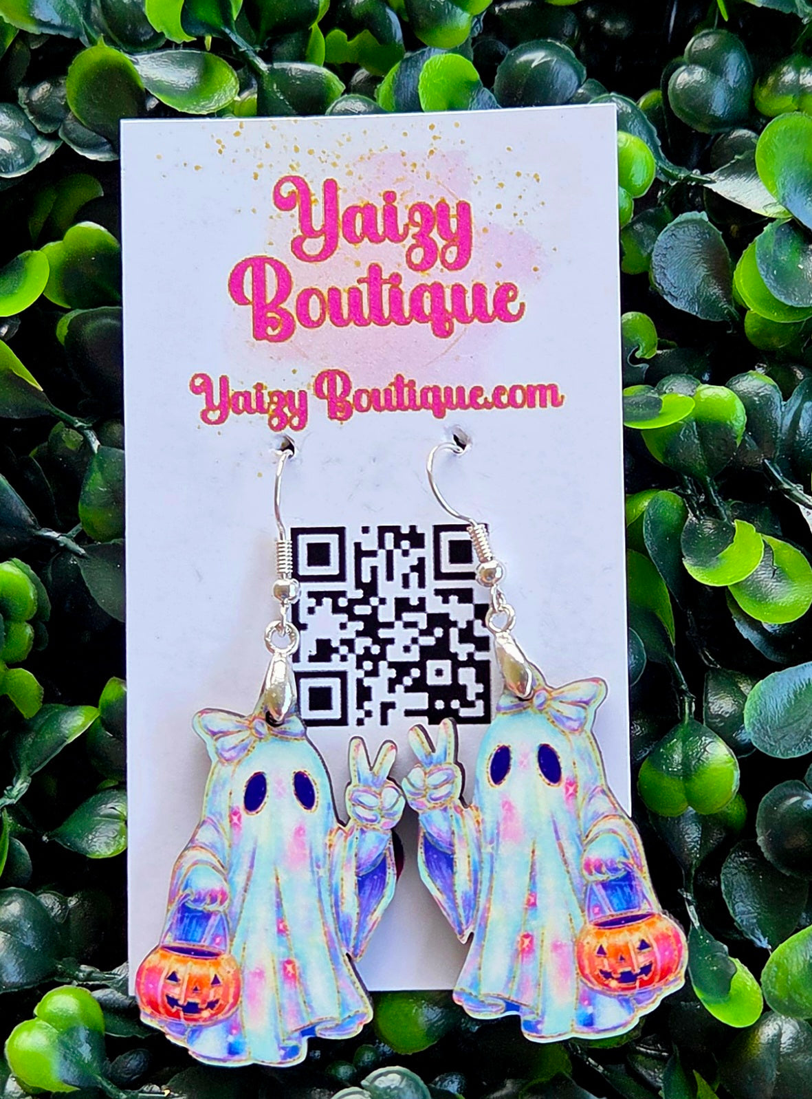 Peace Sign Ghost Halloween Earrings – Cute Spooky Earrings Yaizy Boutique