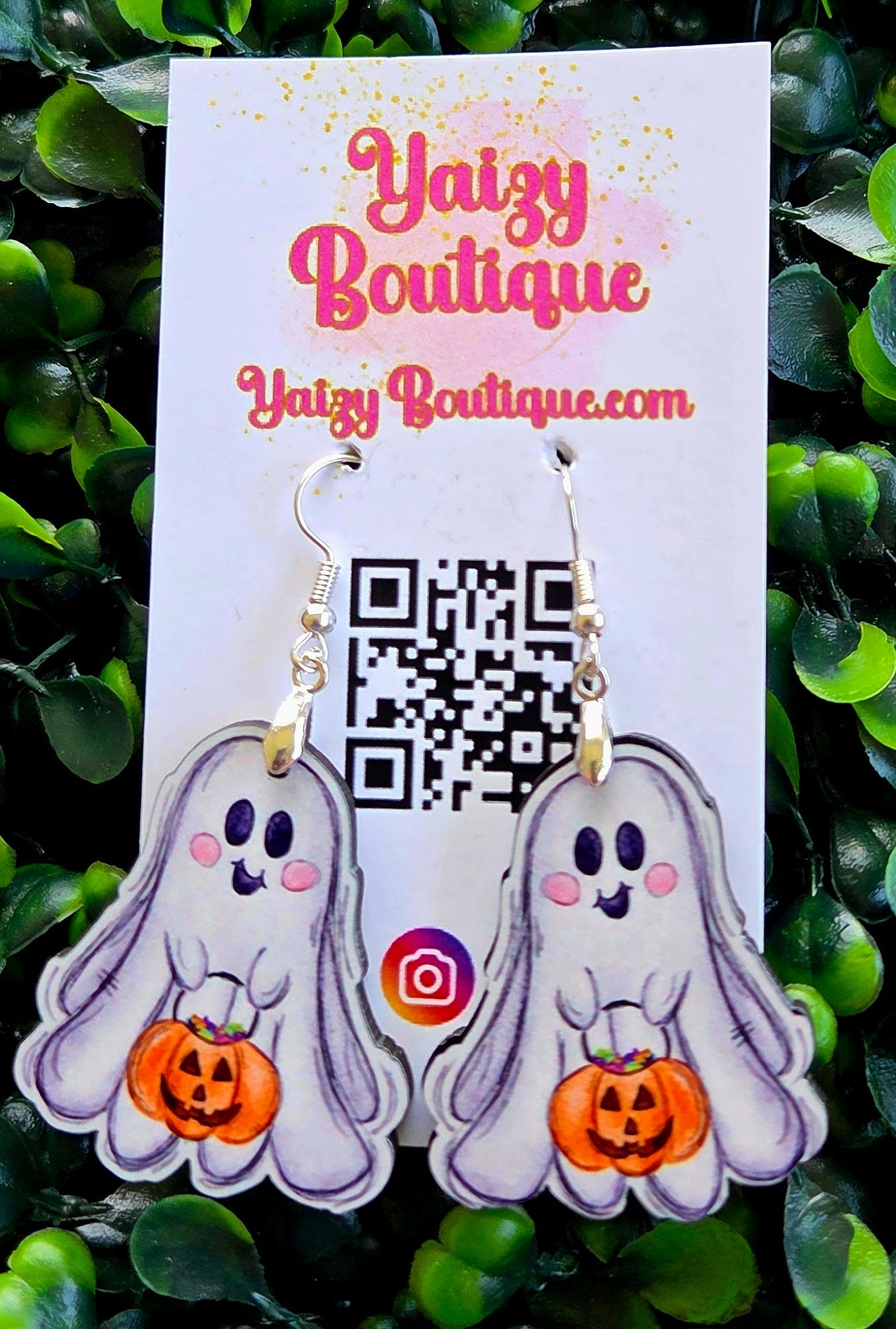 Cute Halloween Ghost Earrings | Trick-or-Treat Pumpkin Earrings | Handmade Spooky Jewelry Yaizy Boutique