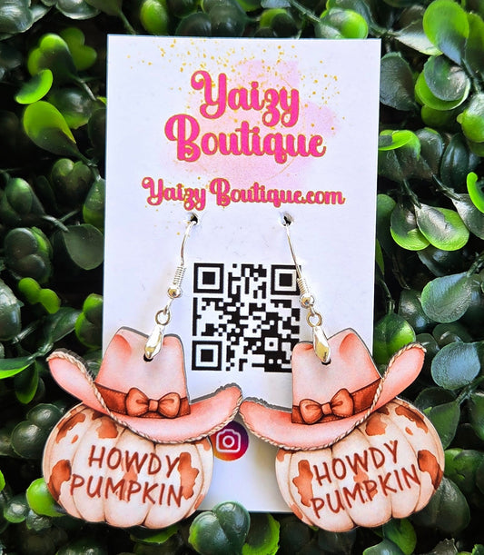 Howdy Pumpkin Earrings – Western Fall Cowboy Hat Pumpkin Jewelry Yaizy Boutique