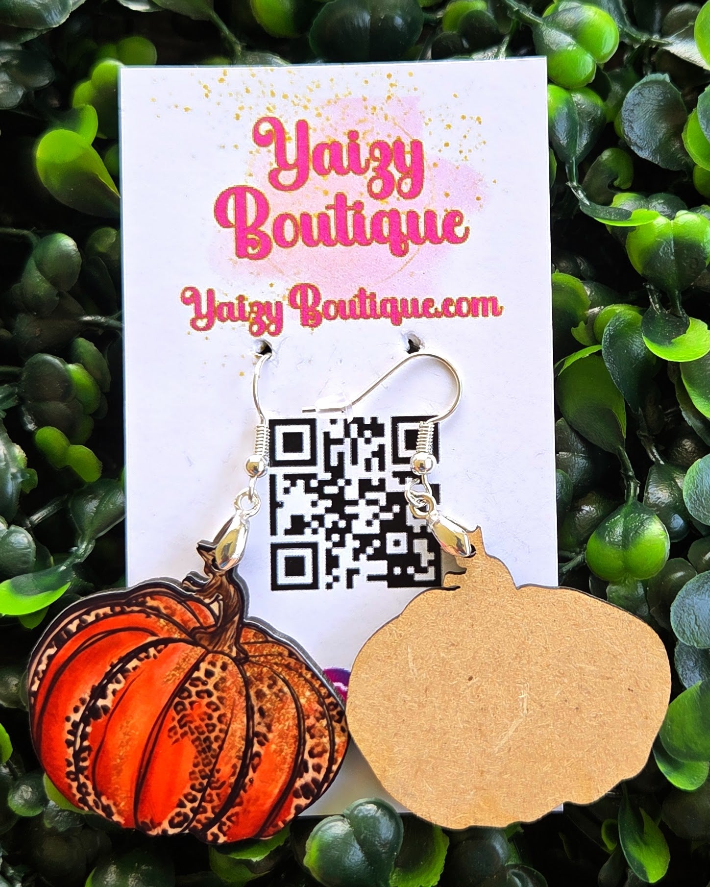 Leopard Print Pumpkin Earrings – Handmade Fall & Halloween Jewelry Yaizy Boutique