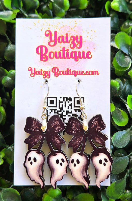 Handmade Ghost Bow Earrings – Cute Spooky Halloween Jewelry Yaizy Boutique