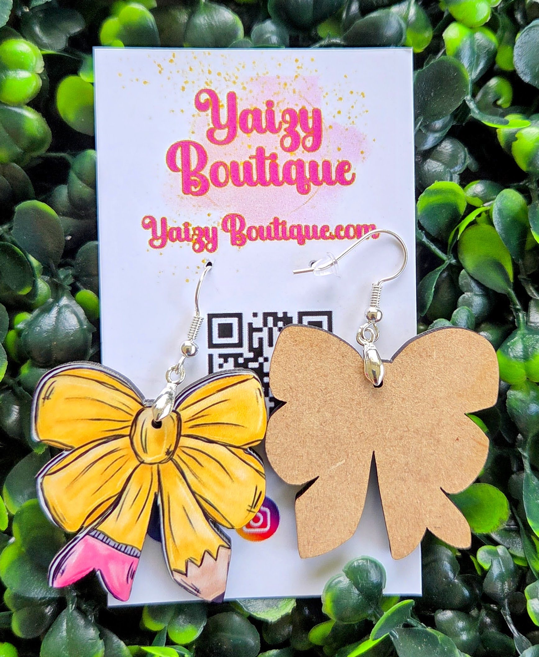 Handmade Pencil Bow Earrings – Cute Yellow & Pink Teacher Gift Yaizy Boutique