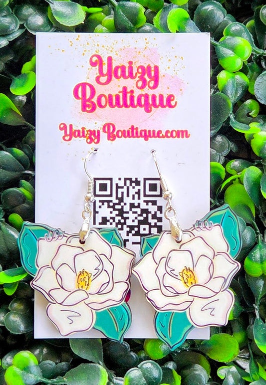 Handmade Magnolia Flower Earrings – Lightweight Floral Statement Jewelry Yaizy Boutique