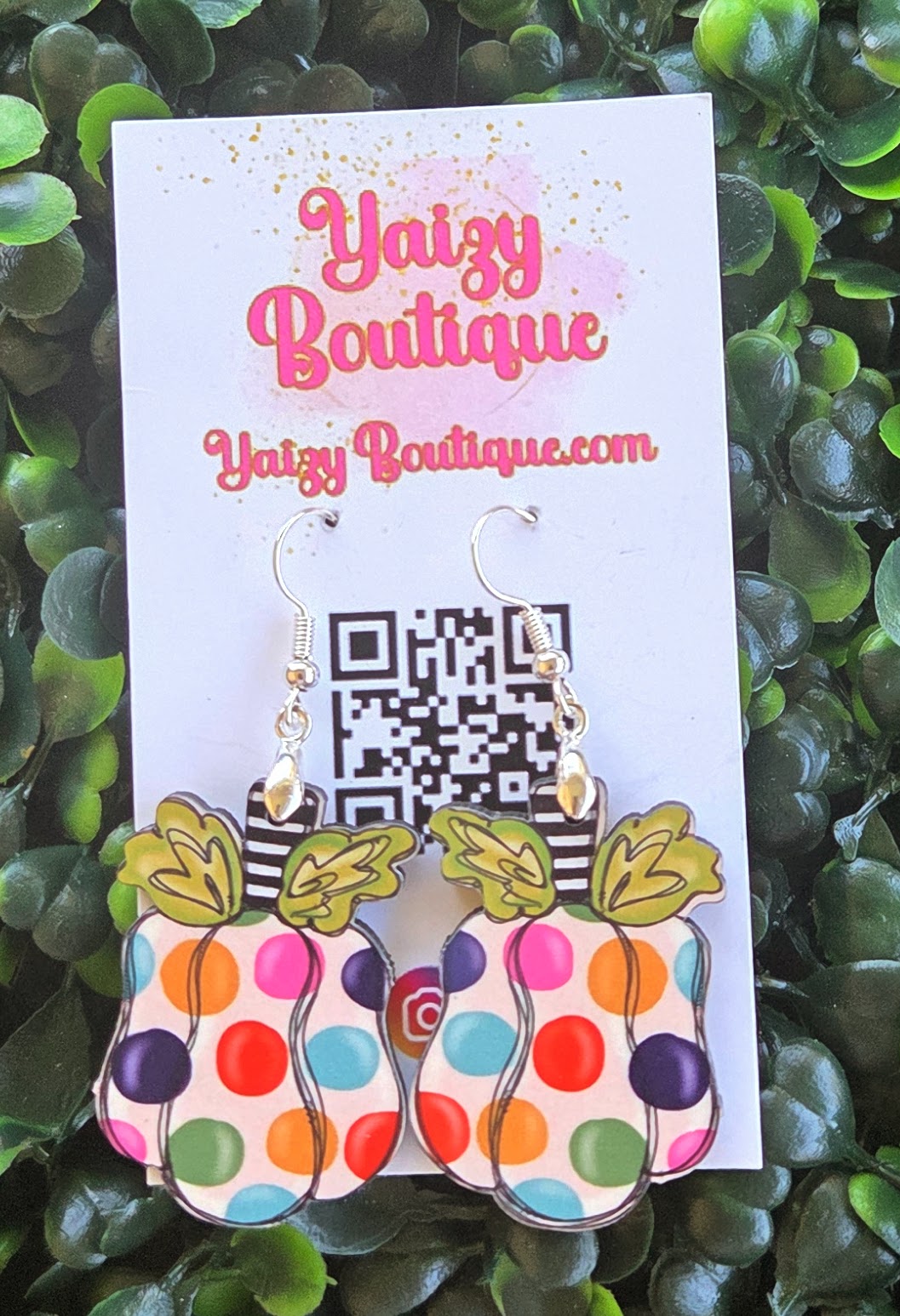 Polka Dot Pumpkin Earrings – Handmade Colorful Fall Jewelry Yaizy Boutique