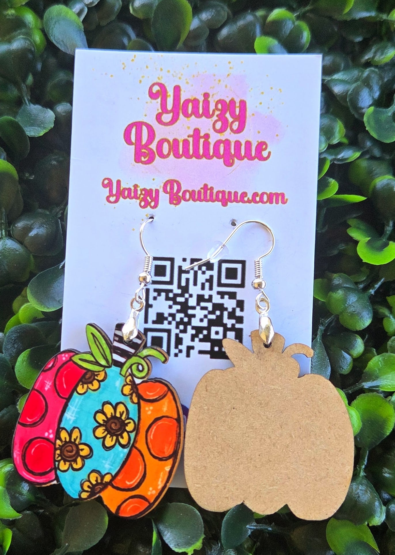 Patchwork Pumpkin Earrings – Colorful Handmade Fall Statement Jewelry Yaizy Boutique