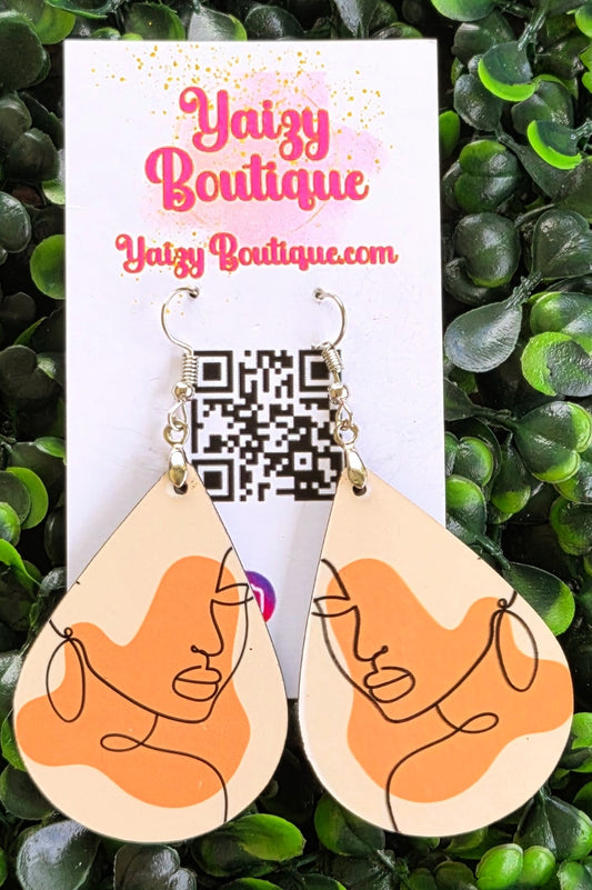 Abstract Face Art Teardrop Earrings – Modern Boho Style | Yaizy Boutique Yaizy Boutique