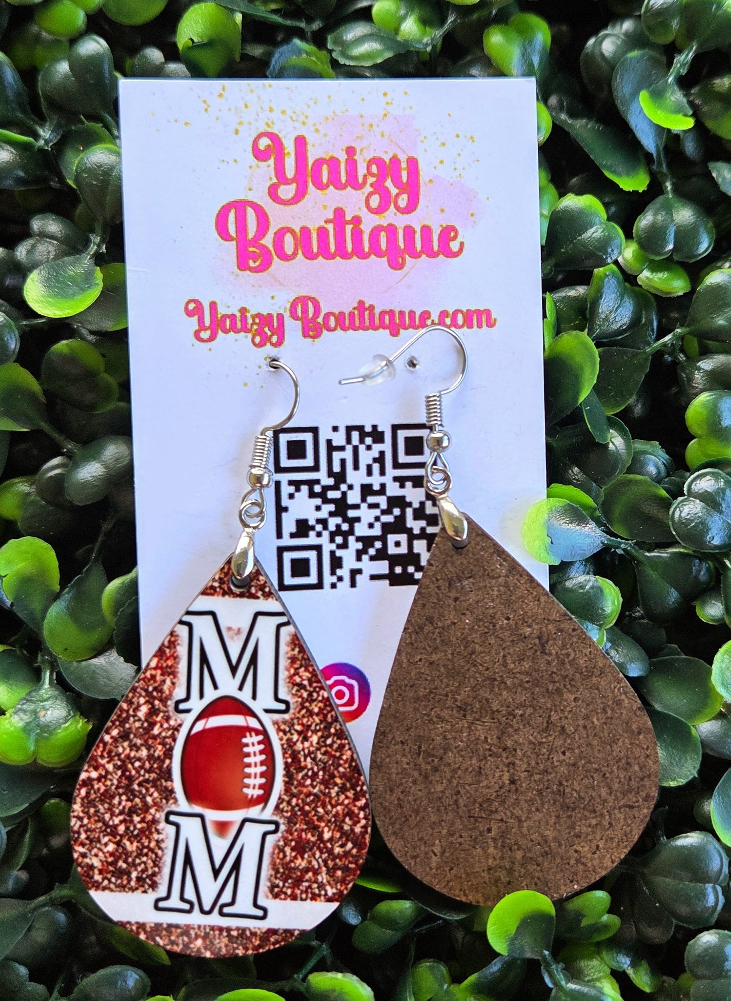 Football Mom Glitter Teardrop Earrings – Handmade Game Day Jewelry Yaizy Boutique