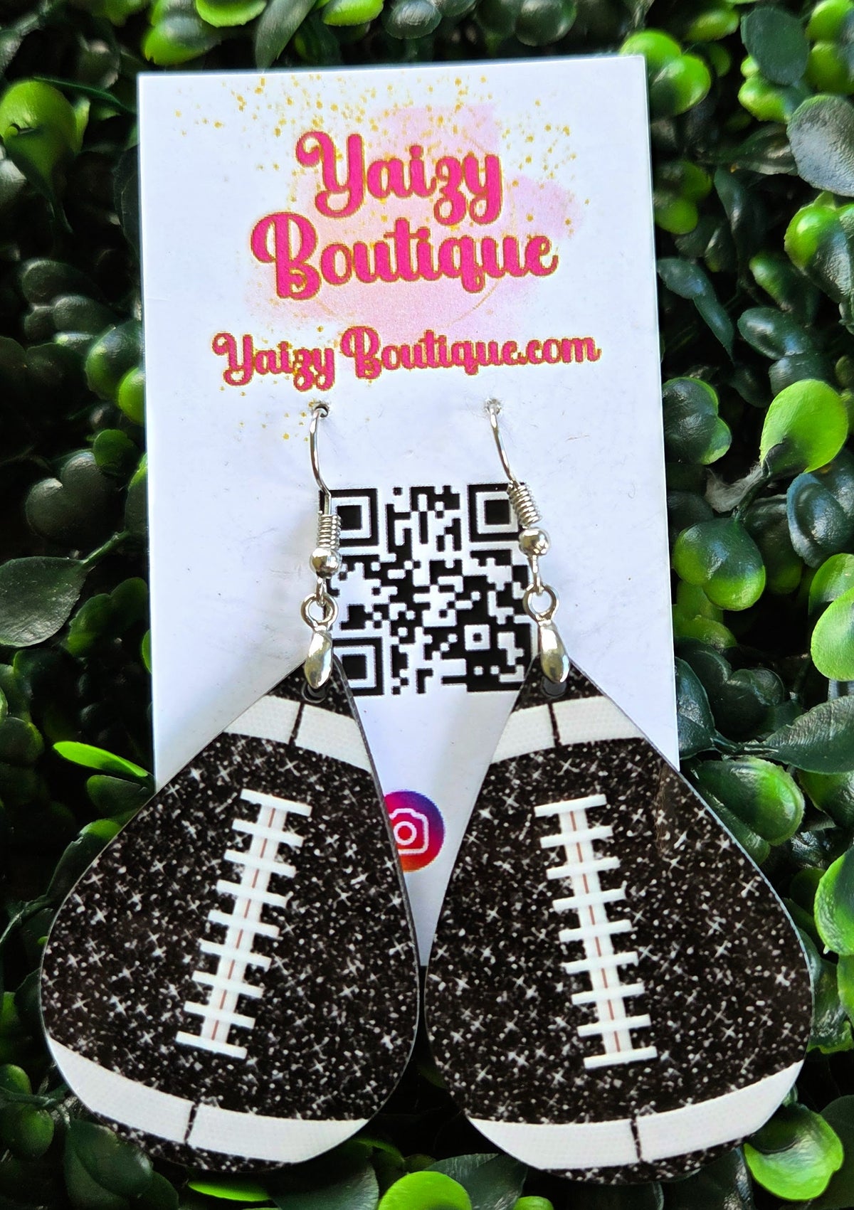 Black & White Football Earrings – Game Day Teardrop Dangles Yaizy Boutique