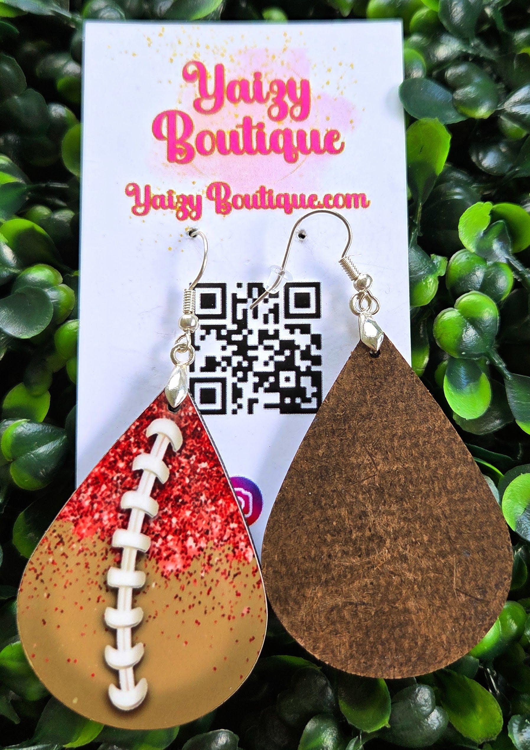 Red Glitter Football Teardrop Earrings – Handmade Game Day Jewelry Yaizy Boutique