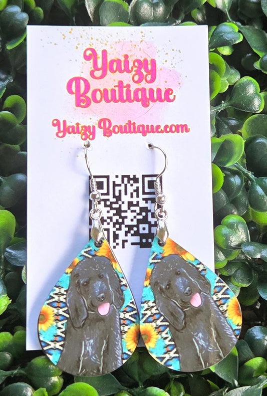 Black Poodle Dog Earrings – Handmade Sunflower Teardrop Jewelry Yaizy Boutique