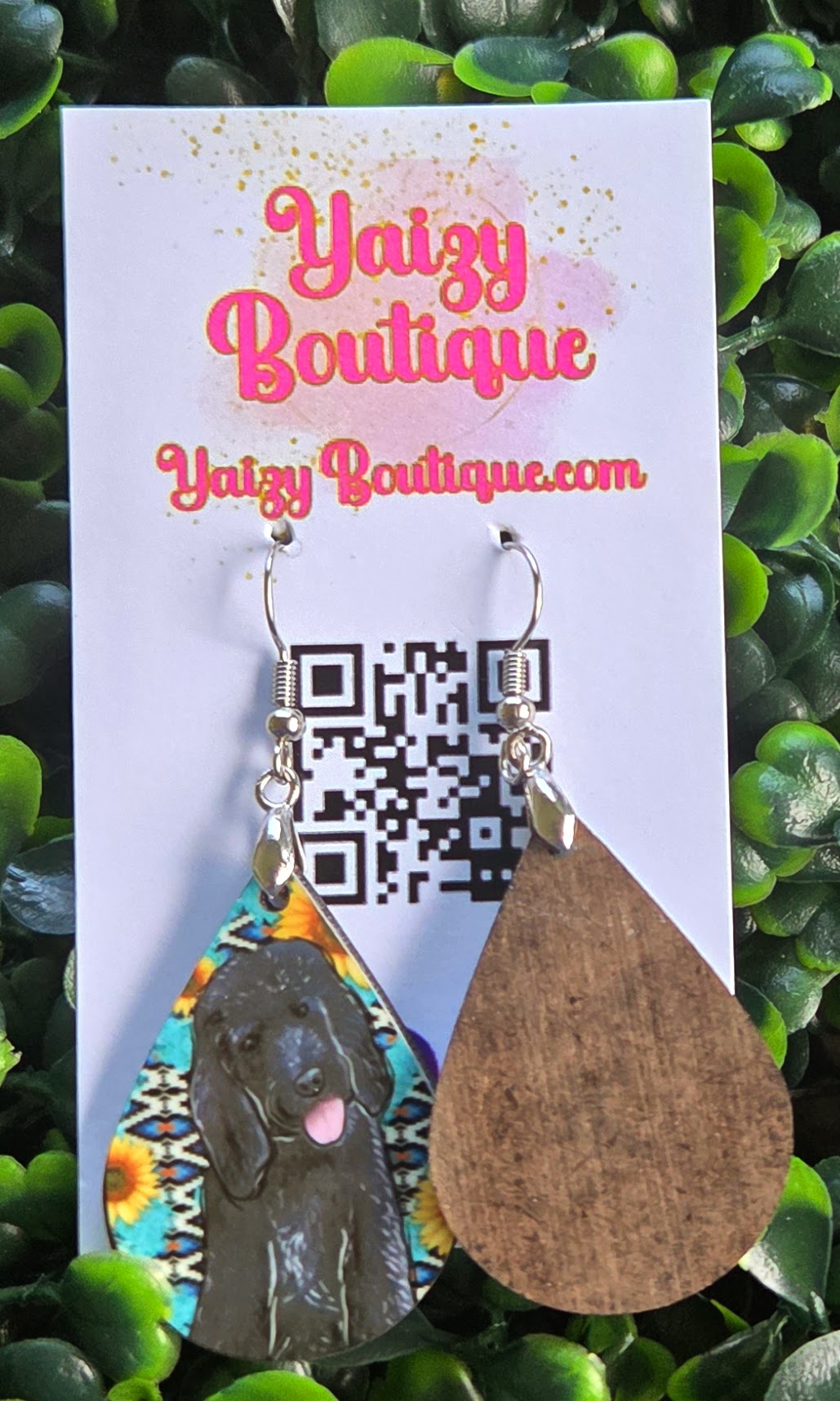 Black Poodle Dog Earrings – Handmade Sunflower Teardrop Jewelry Yaizy Boutique