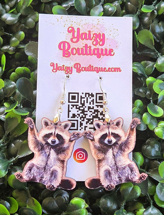 Cute Raccoon Earrings – Handmade Animal Lover Jewelry, Lightweight Woodland Earrings Yaizy Boutique