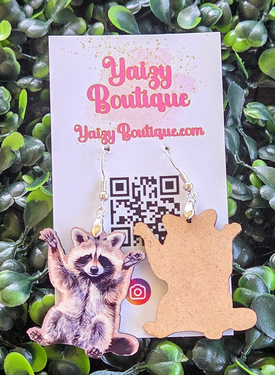Cute Raccoon Earrings – Handmade Animal Lover Jewelry, Lightweight Woodland Earrings Yaizy Boutique