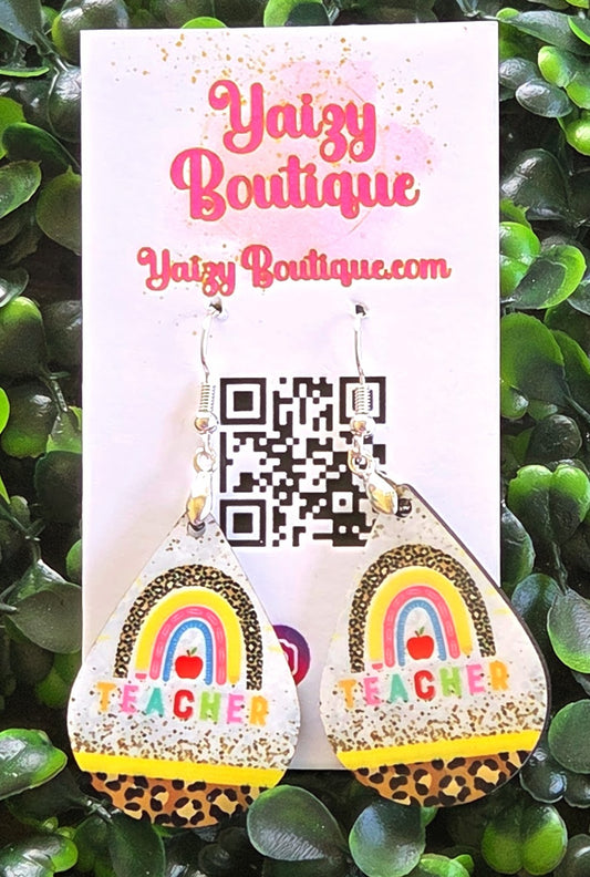 Rainbow Teacher Earrings – Handmade Teacher Appreciation Jewelry Yaizy Boutique