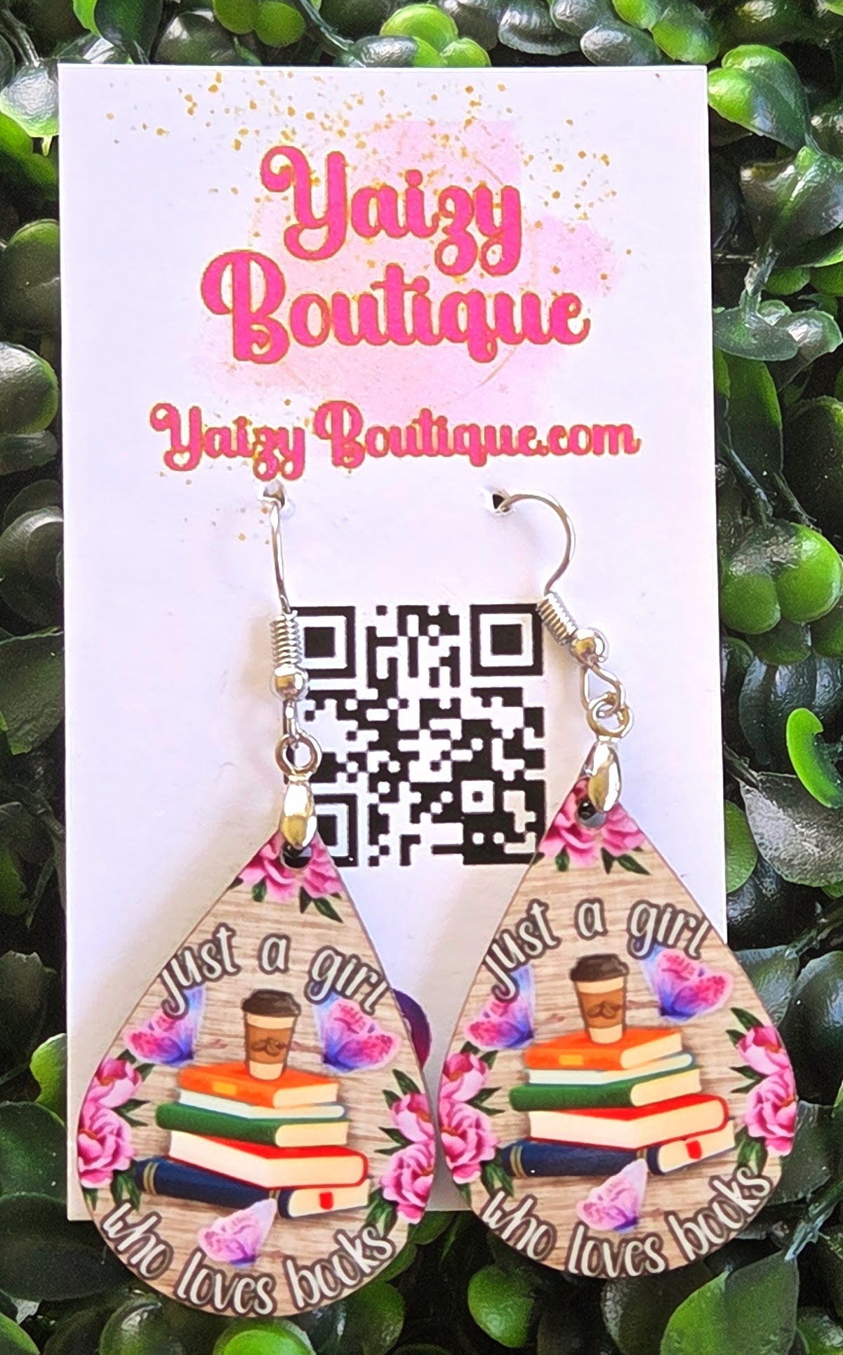 Just a Girl Who Loves Books Earrings – Handmade Teardrop Book Lover Jewelry Yaizy Boutique