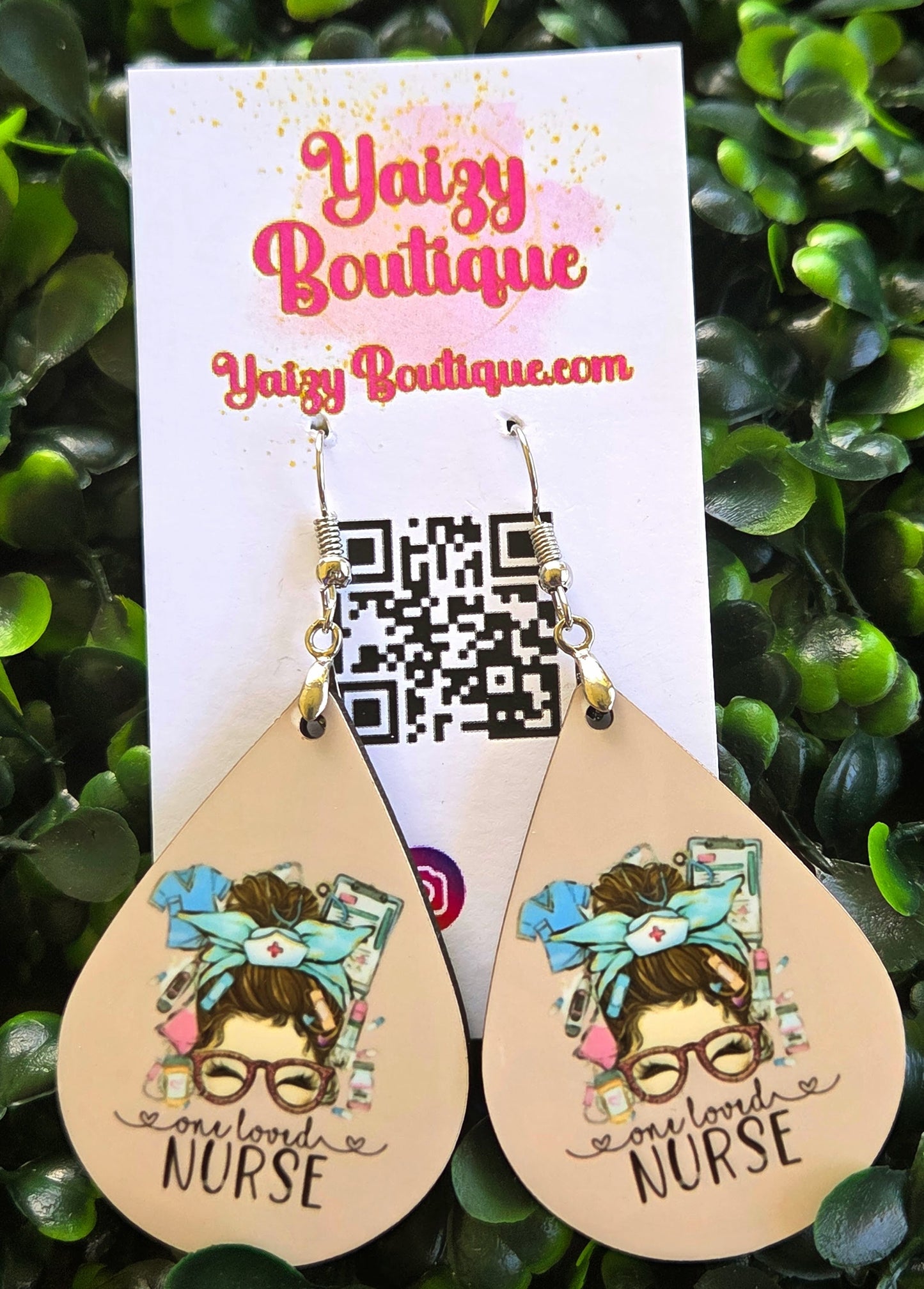 One Loved Nurse Earrings – Handmade Teardrop Dangle Jewelry | MDF Wood & Stainless Steel Hooks Yaizy Boutique