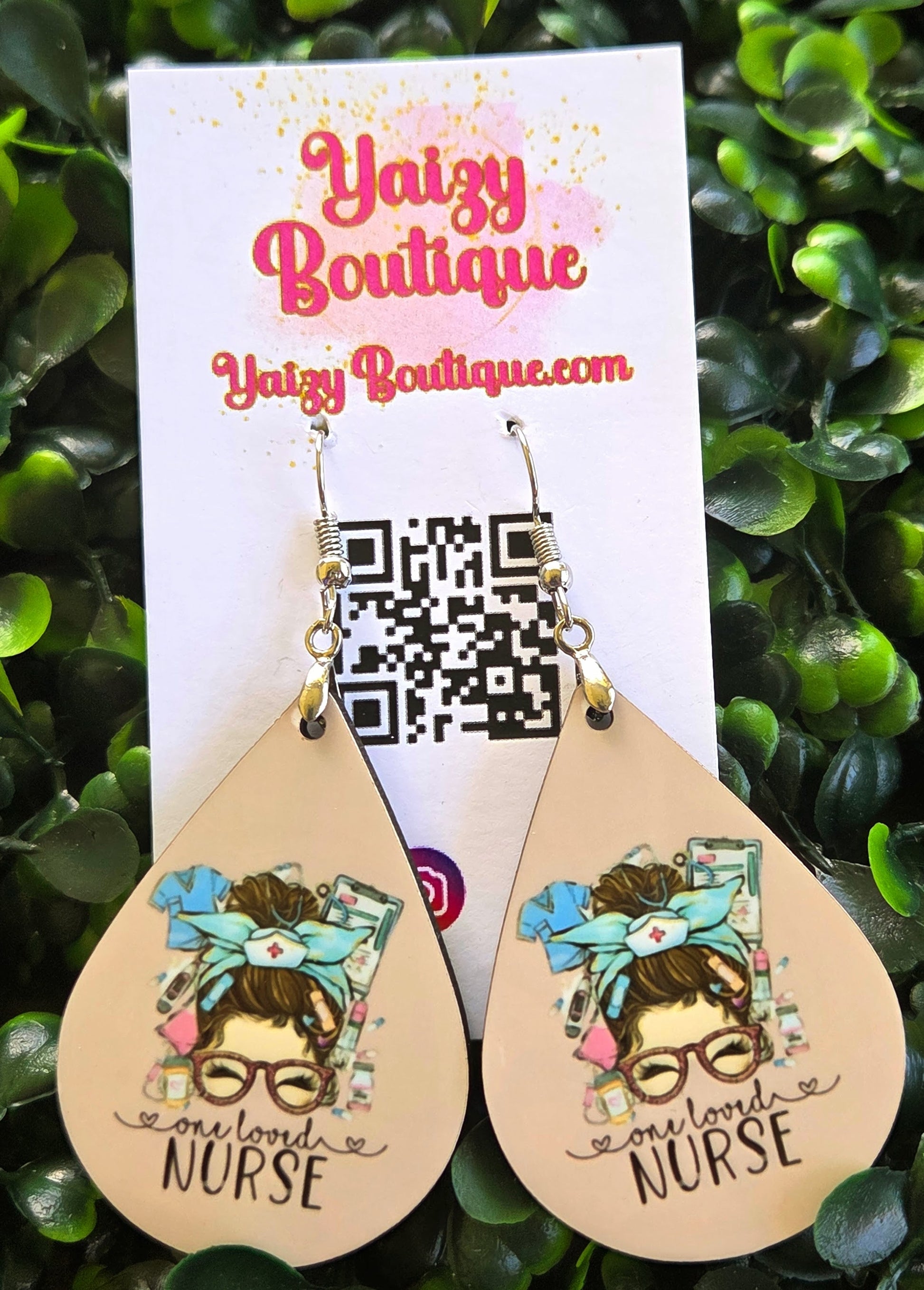 One Loved Nurse Earrings – Handmade Teardrop Dangle Jewelry | MDF Wood & Stainless Steel Hooks Yaizy Boutique