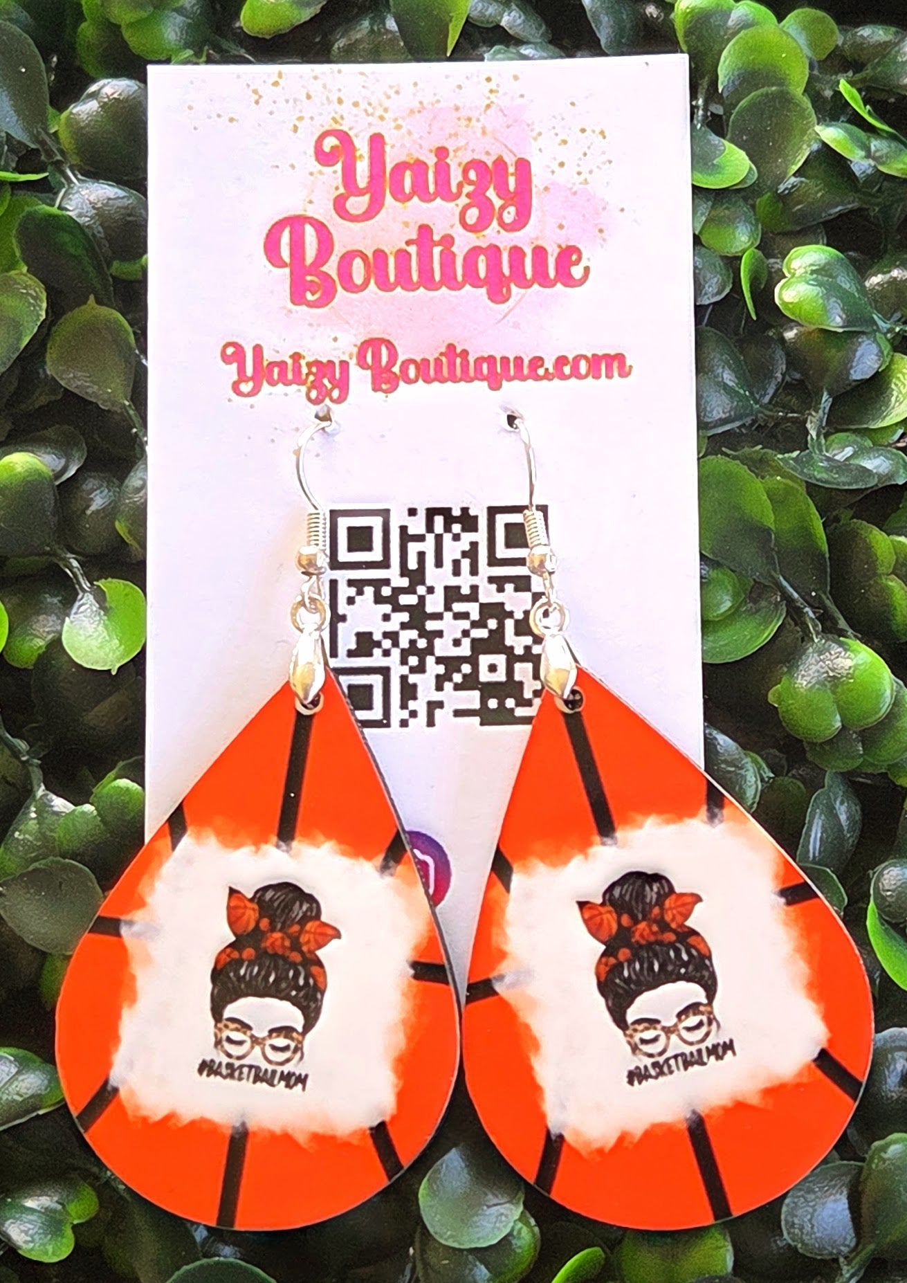 Handmade Basketball Mom Earrings – Sports Teardrop Dangle Jewelry | MDF Wood & Stainless Steel Hooks Yaizy Boutique