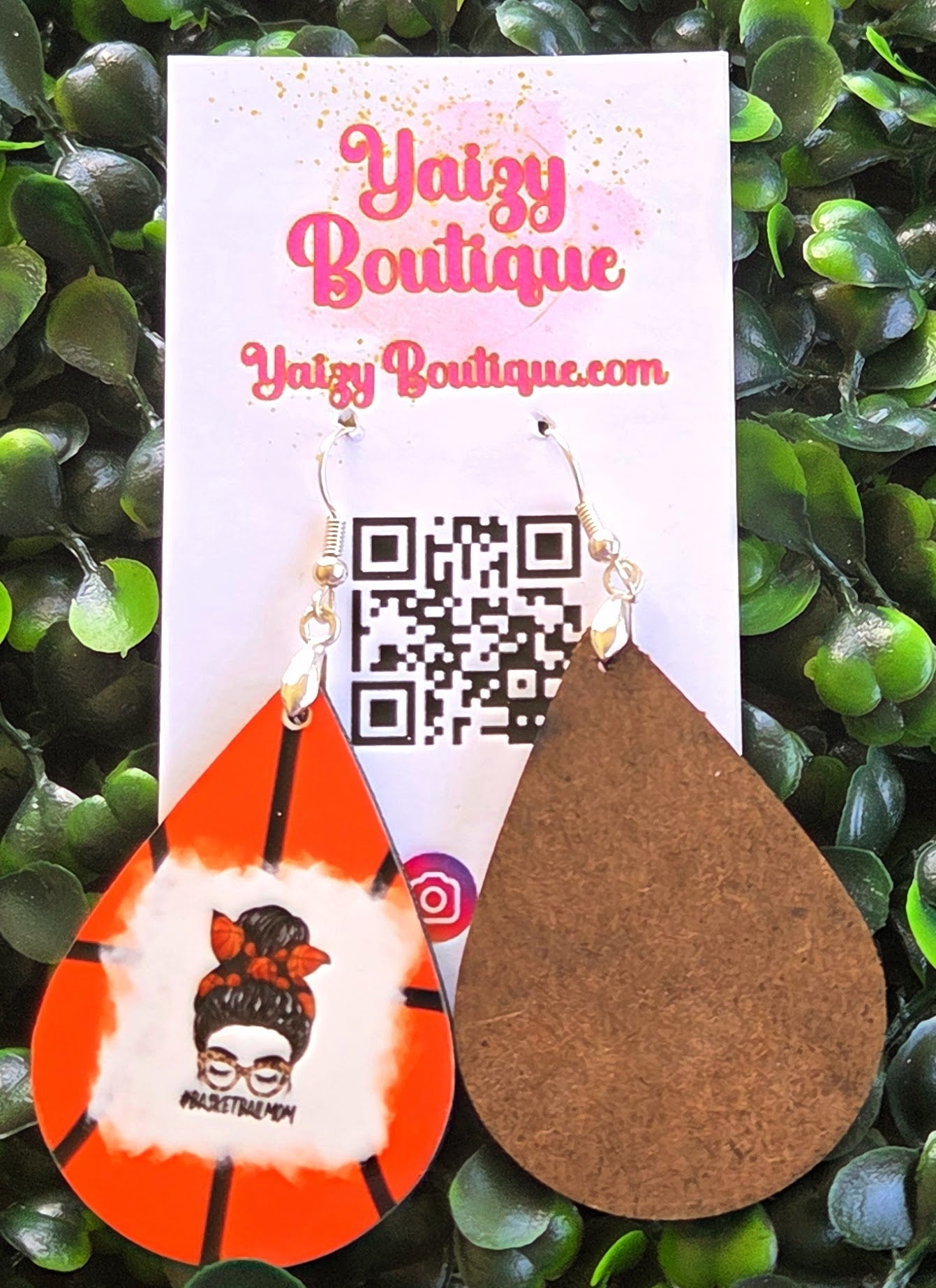 Handmade Basketball Mom Earrings – Sports Teardrop Dangle Jewelry | MDF Wood & Stainless Steel Hooks Yaizy Boutique