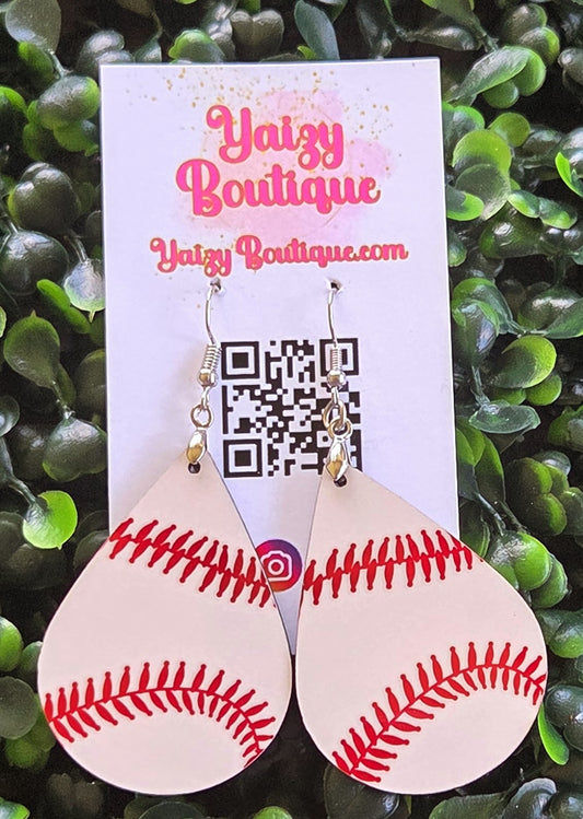 Handmade Baseball Earrings – Teardrop Sports Jewelry for Game Day Yaizy Boutique