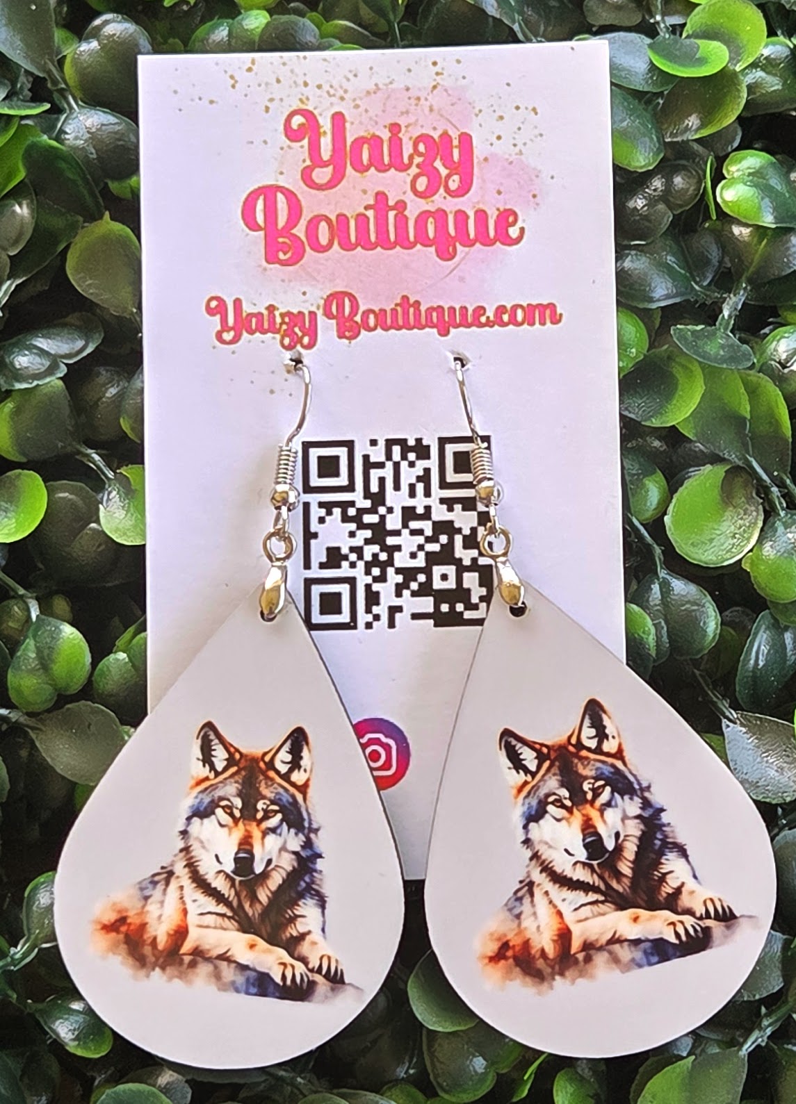 Handmade Wolf Earrings – Teardrop Woodland Animal Jewelry Yaizy Boutique