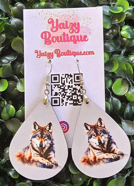 Handmade Wolf Earrings – Teardrop Woodland Animal Jewelry Yaizy Boutique