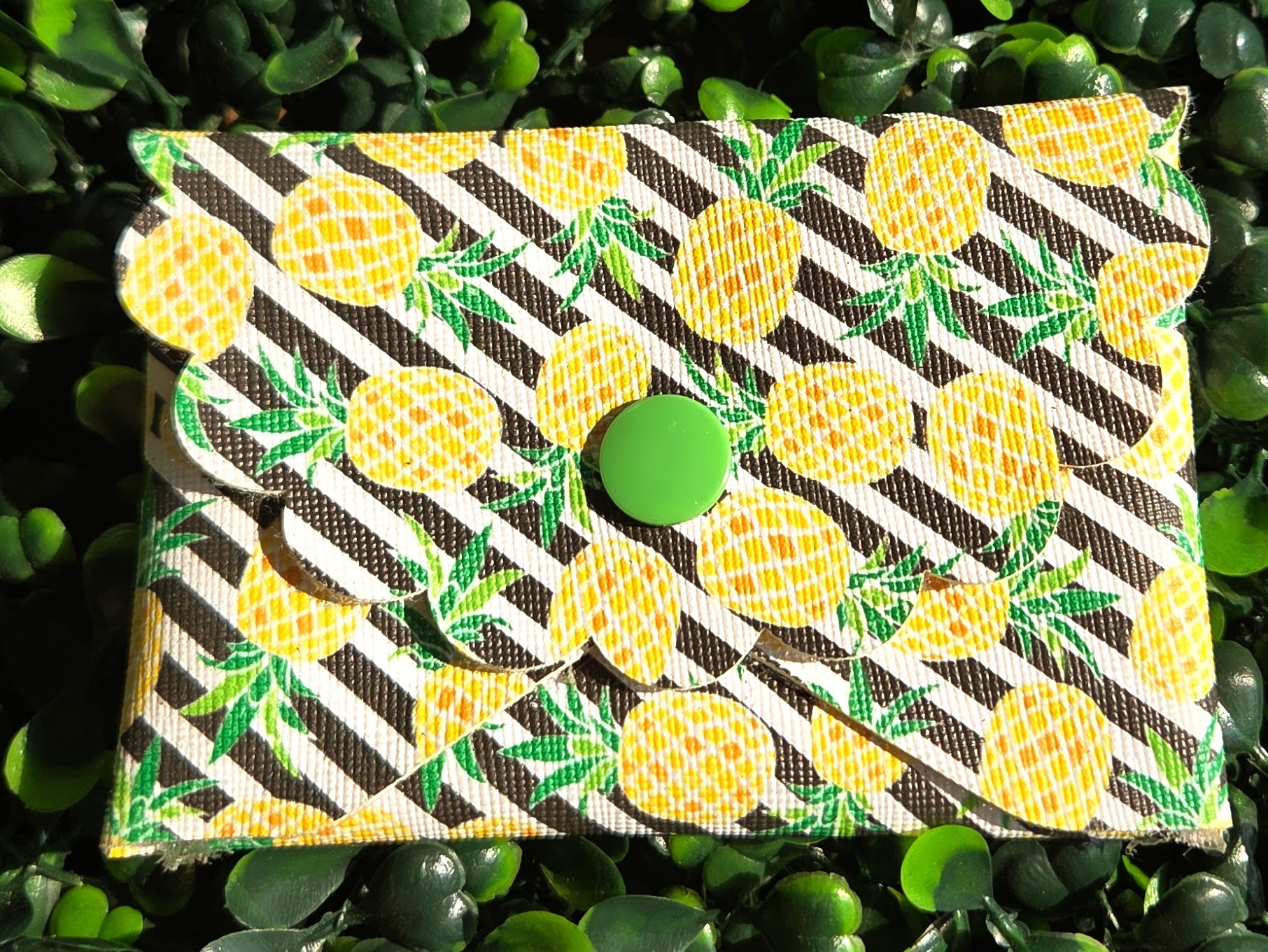 Handmade Mini Wallet – Pineapple Print Faux Leather Card Holder | Small Bifold Pouch Yaizy Boutique