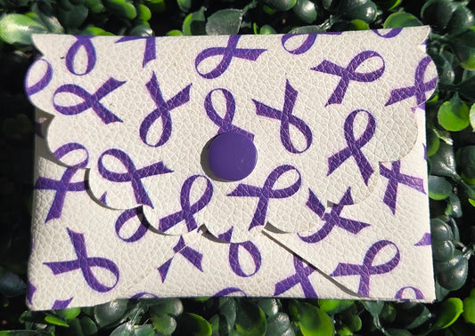 Purple Ribbon Awareness Mini Wallet – Handmade Card Holder Yaizy Boutique