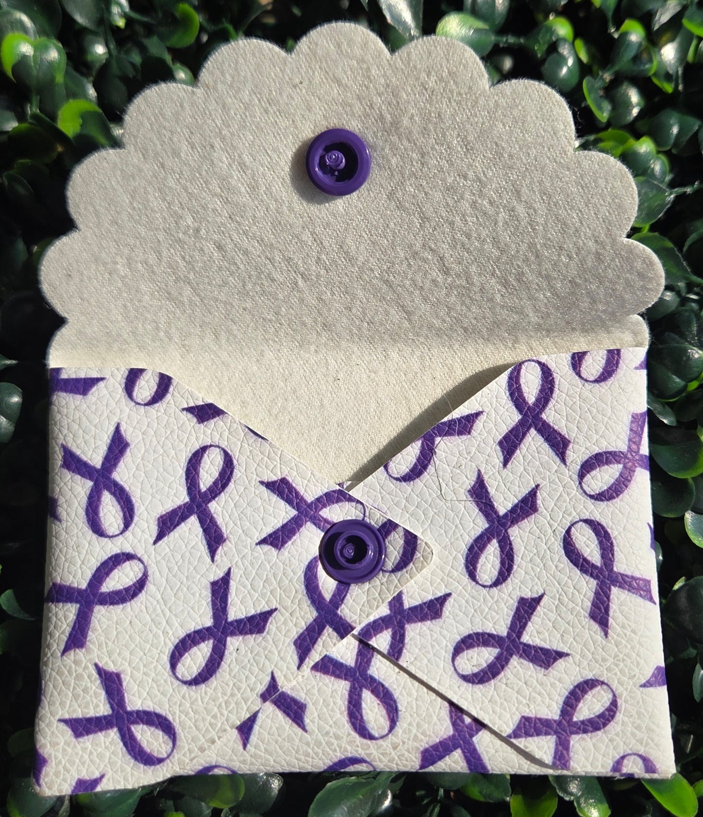 Purple Ribbon Awareness Mini Wallet – Handmade Card Holder Yaizy Boutique