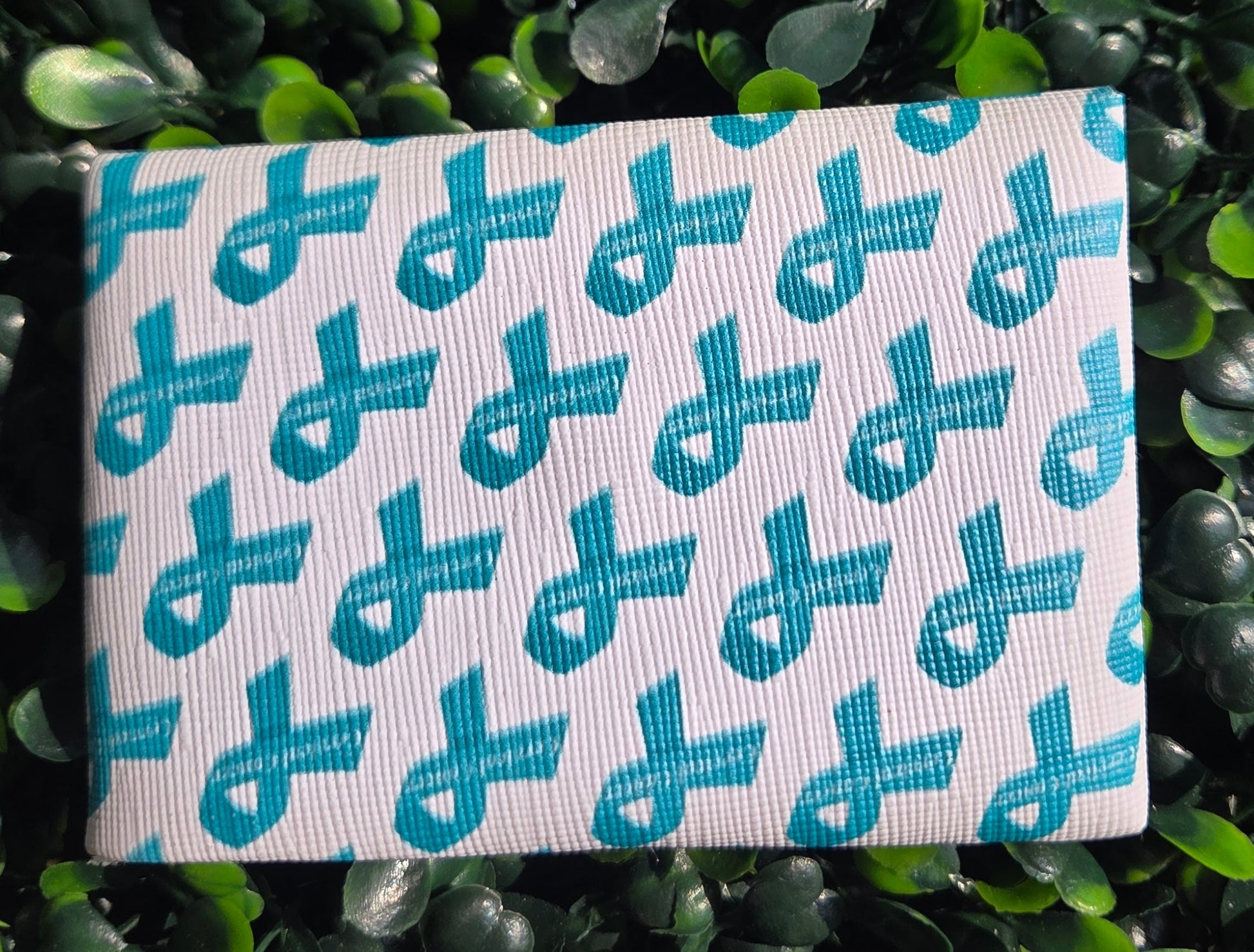Cervical Cancer Awareness Mini Wallet – Handmade Teal Ribbon Card Holder Yaizy Boutique