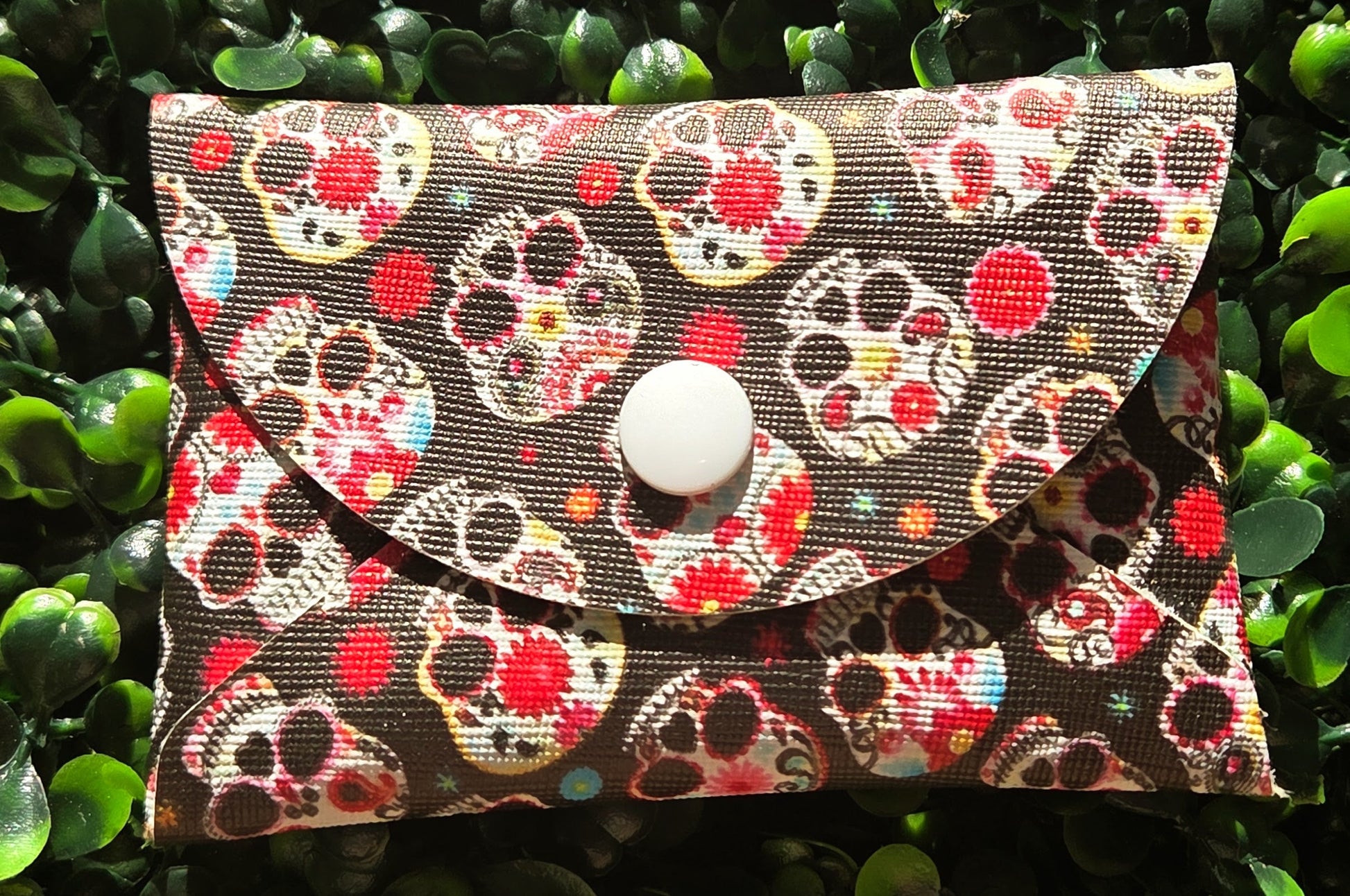 Sugar Skull Paw Print Mini Wallet – Halloween & Day of the Dead Pet Lover Gift Yaizy Boutique