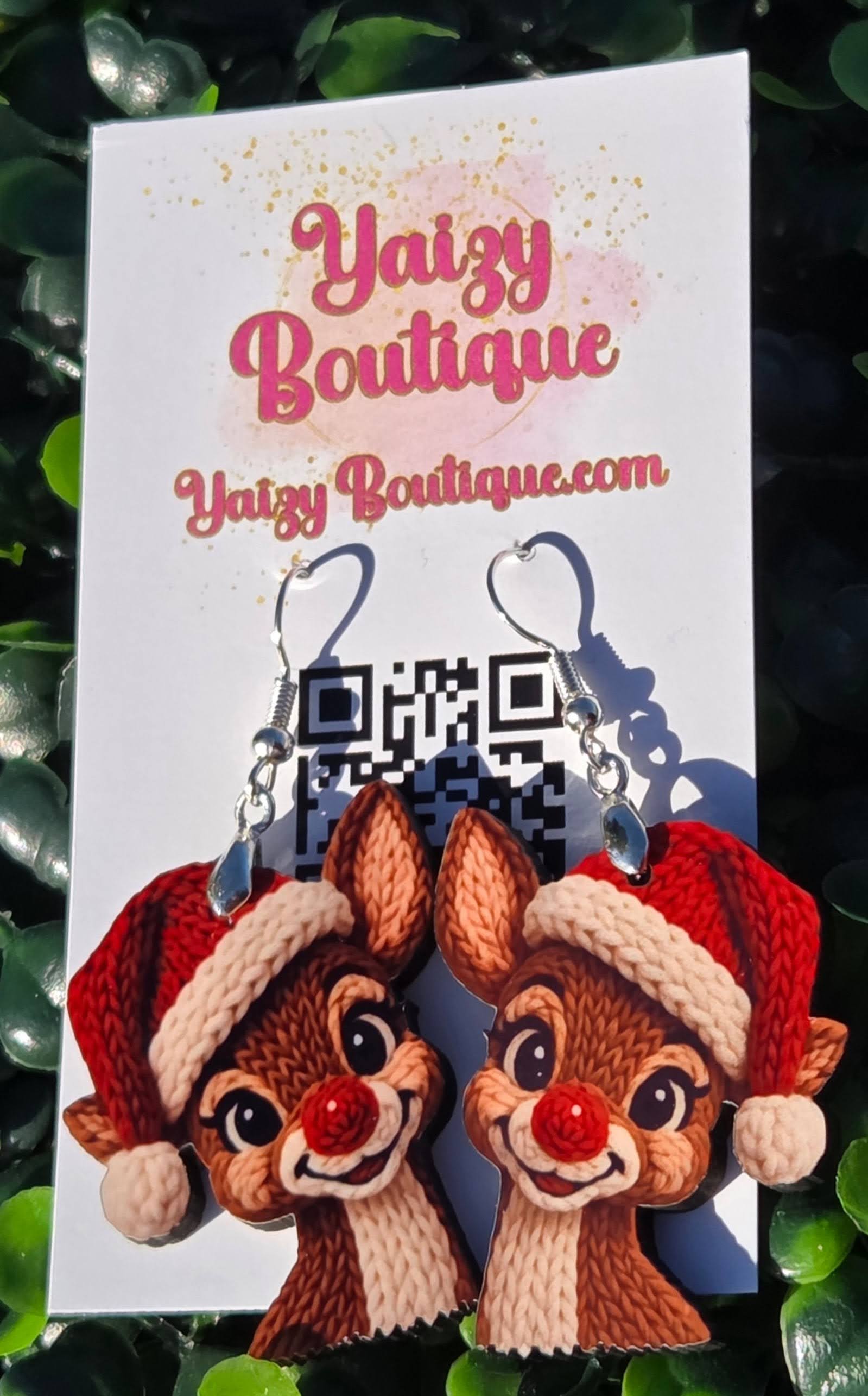 Handmade Reindeer Christmas Earrings | Lightweight MDF Wood | Yaizy Boutique Yaizy Boutique