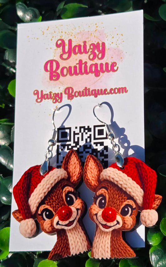 Handmade Reindeer Christmas Earrings | Lightweight MDF Wood | Yaizy Boutique Yaizy Boutique