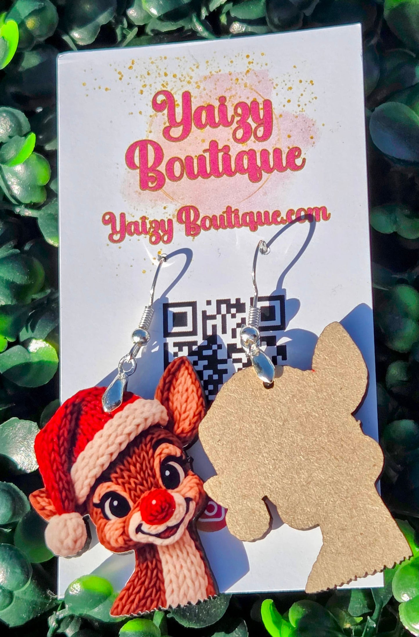 Handmade Reindeer Christmas Earrings | Lightweight MDF Wood | Yaizy Boutique Yaizy Boutique