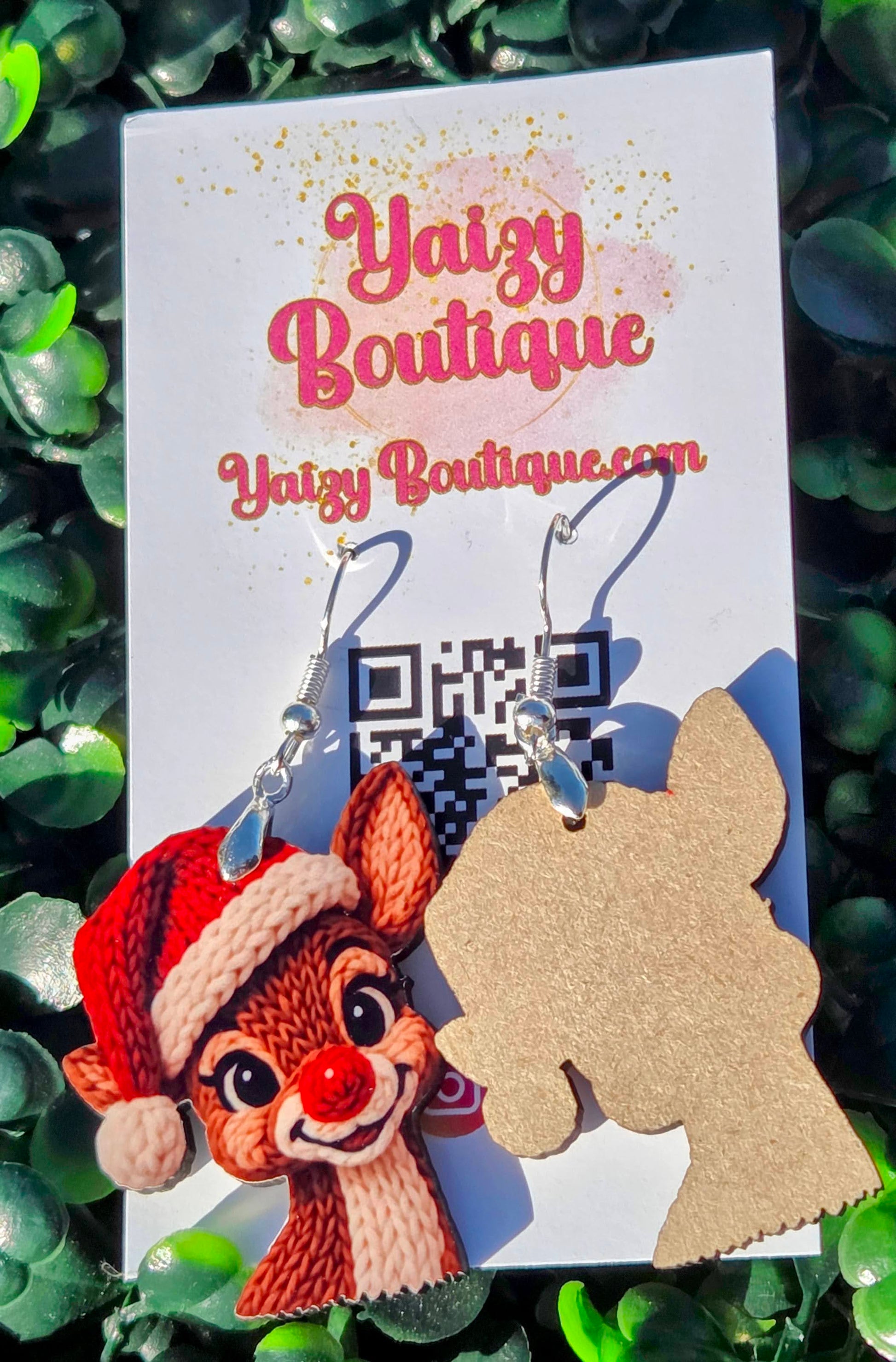 Handmade Reindeer Christmas Earrings | Lightweight MDF Wood | Yaizy Boutique Yaizy Boutique