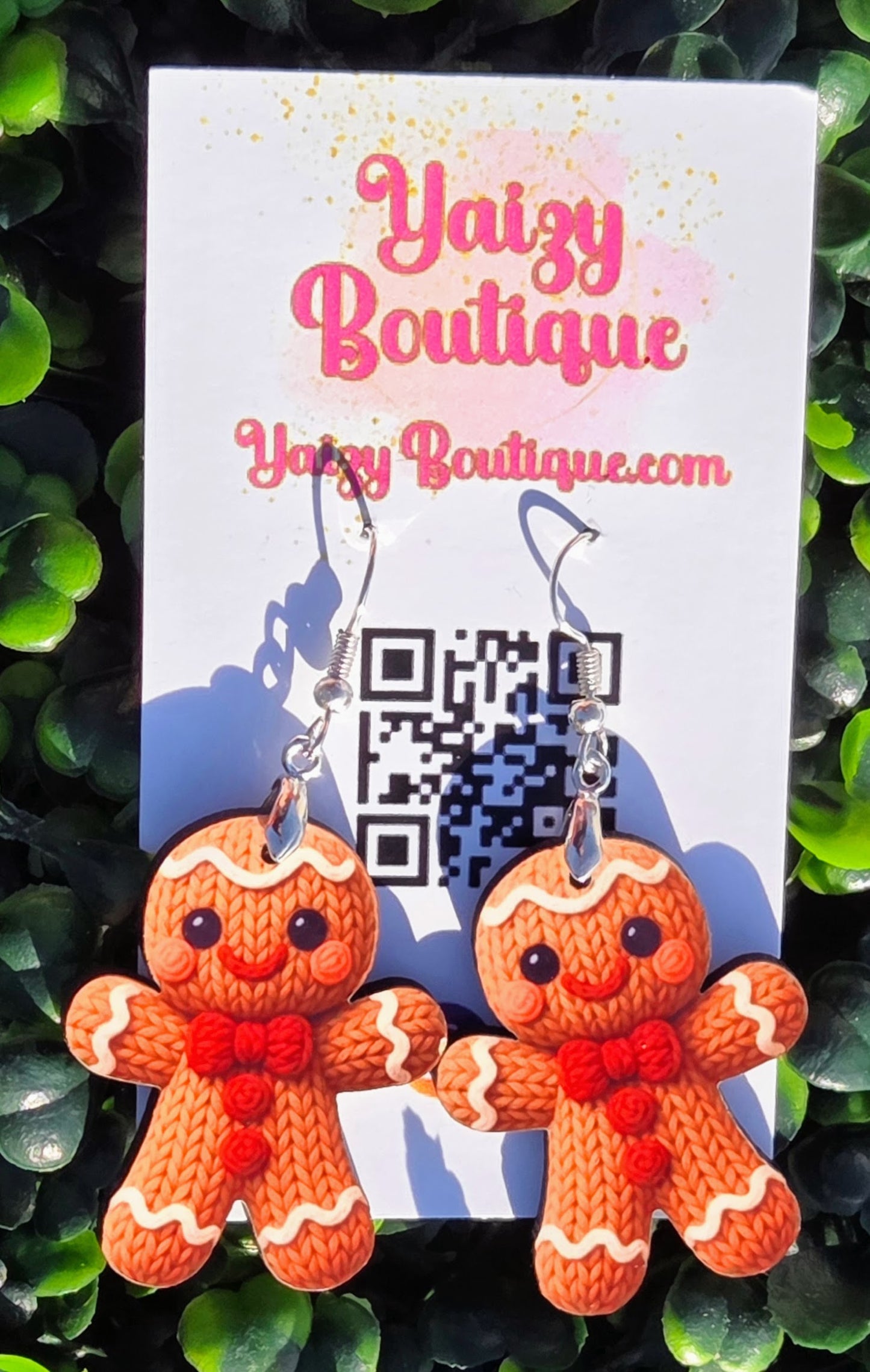 Gingerbread Man Earrings – Handmade Christmas MDF Wood Holiday Jewelry Yaizy Boutique