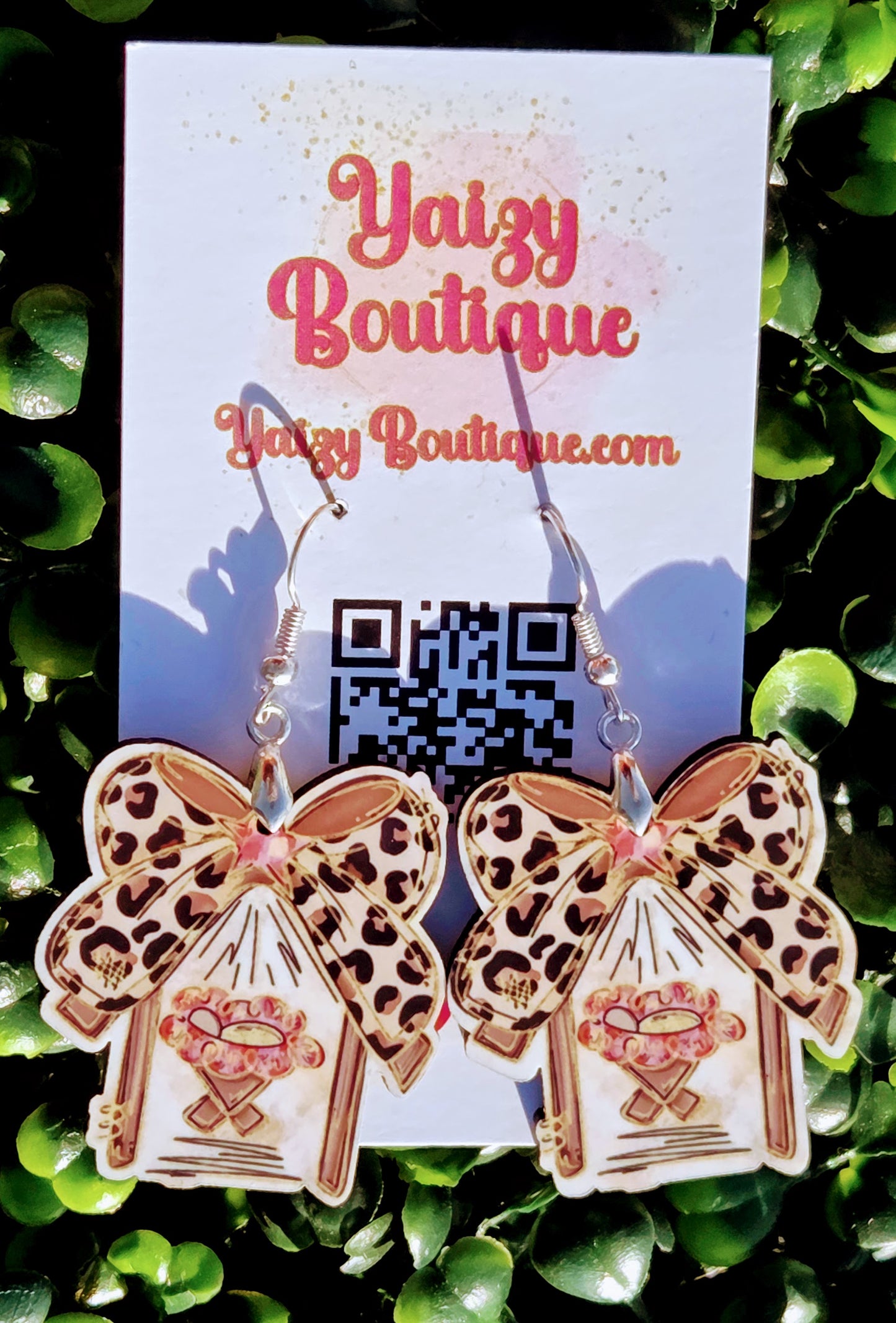 Baby Jesus Manger Earrings – Leopard Bow Christmas MDF Wood Jewelry Yaizy Boutique