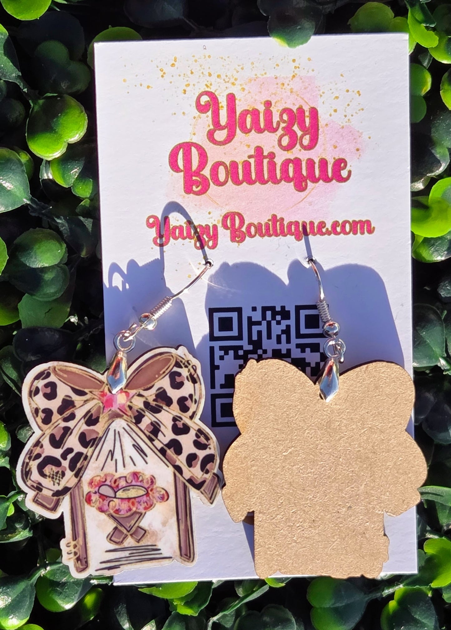 Baby Jesus Manger Earrings – Leopard Bow Christmas MDF Wood Jewelry Yaizy Boutique